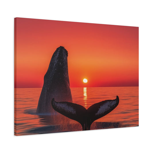 Humpback Whales Enjoying the Sunset Canvas Wall Art Print