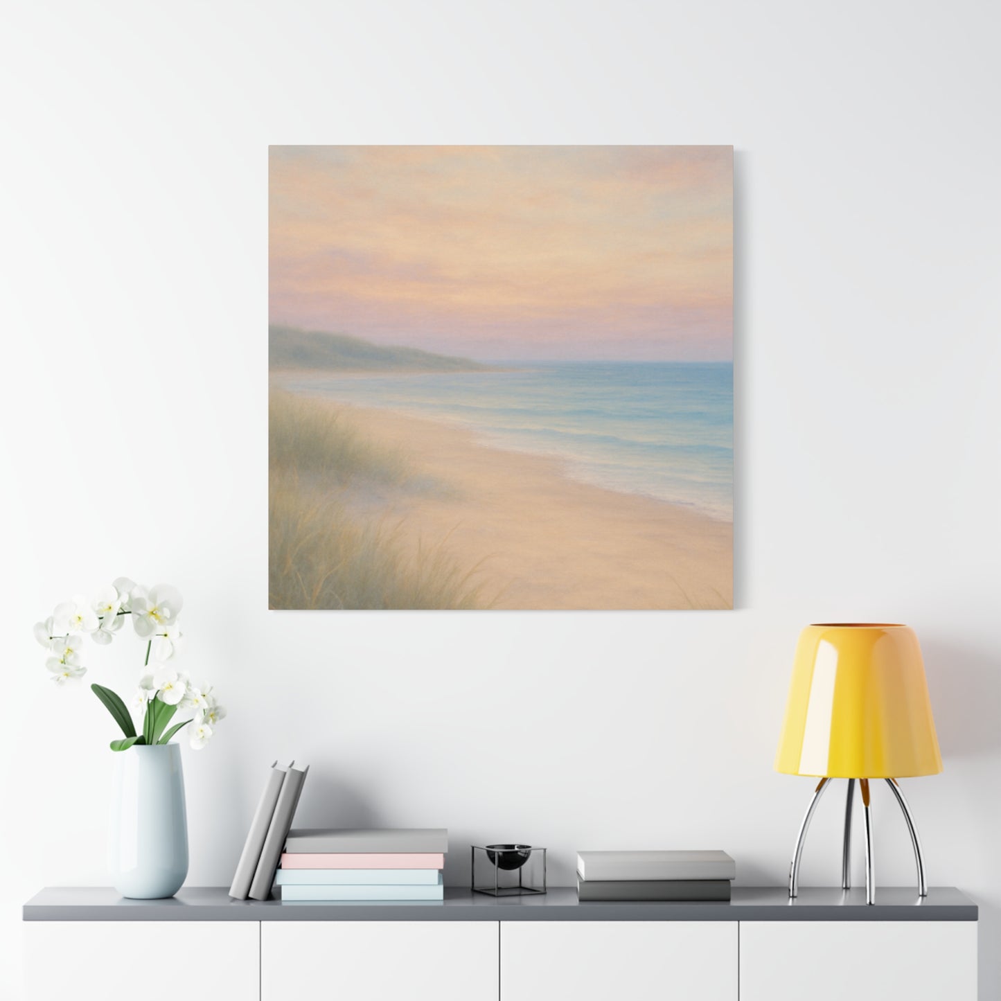 Beach ocean in pastel Canvas Wall Art - Matte Stretched Print