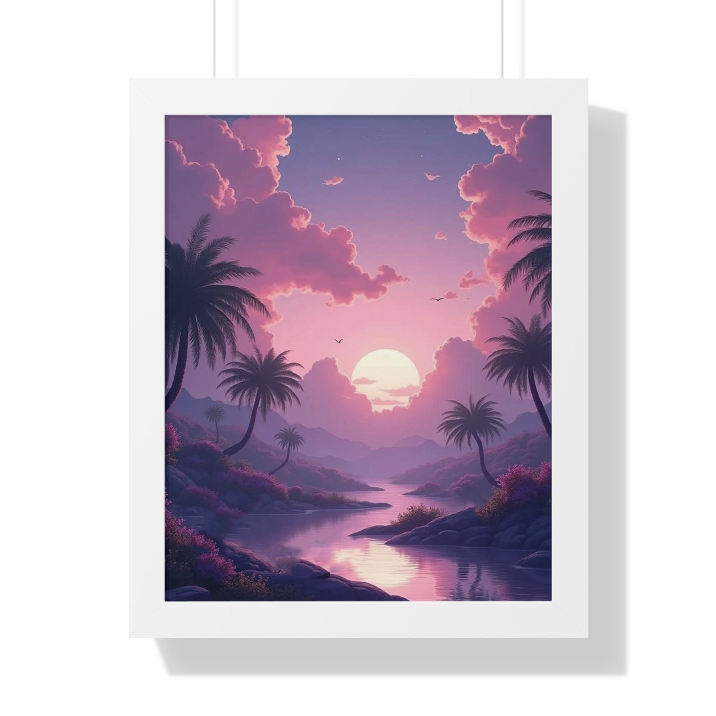 Tropical Sunset Framed Poster, Relaxing Wall Art, Home Décor, Gift for Nature Lovers, Beach Vibes for Living Room
