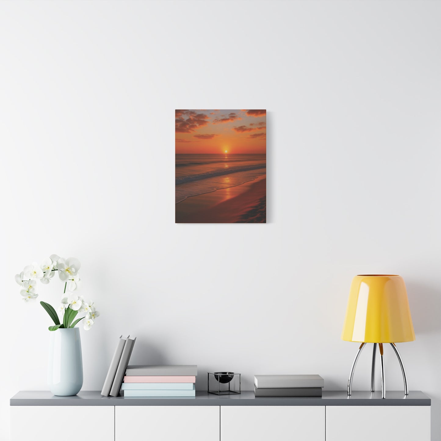Serene Golden Sunrise on the Horizon Canvas Wall art print
