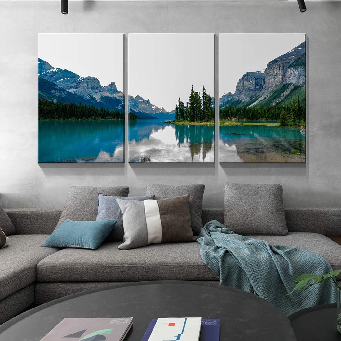 3-Panel Canvas Wall Art Prints Turquoise Lake Mountain Landscape 12"x16" Stretched Framed Canvas for Living Room Home
