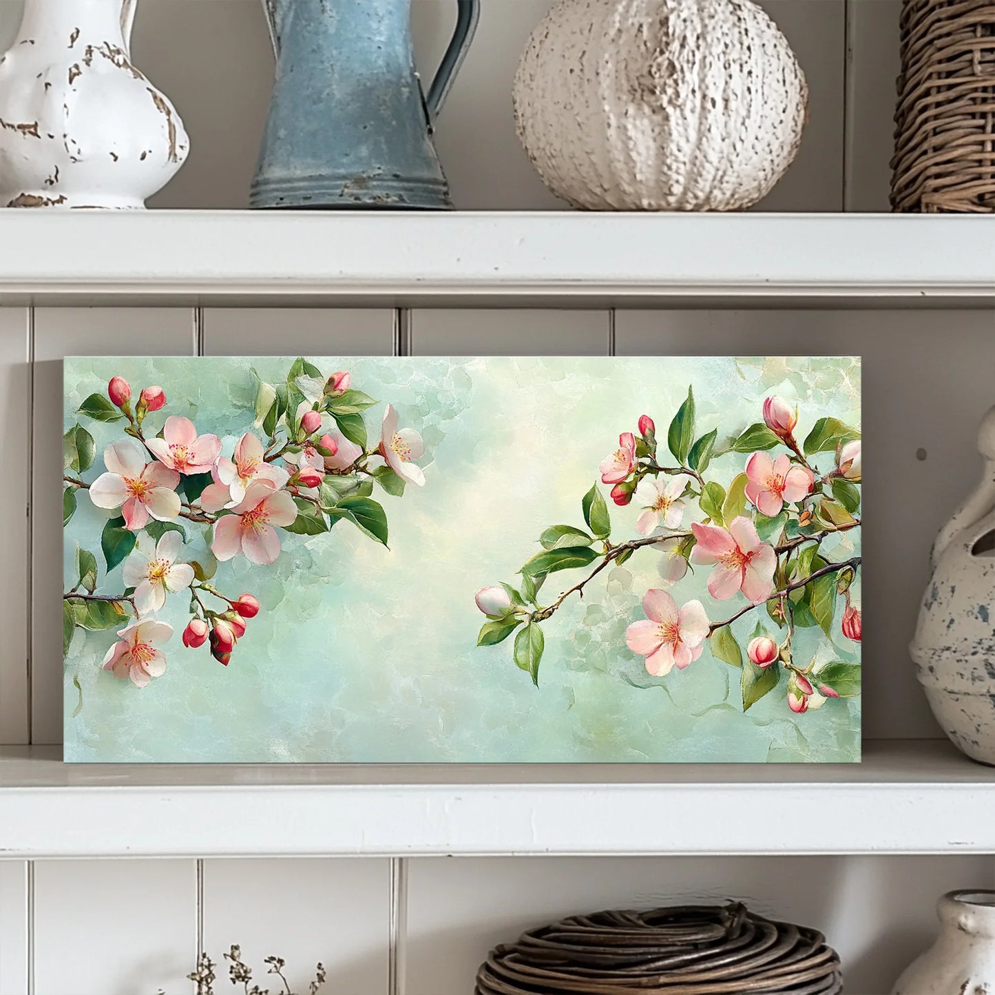 1PC Canvas Printed Stretch Frame Christmas Wall Decoration Flowers Still Life Watercolor Home Wall Art Christmas Gift