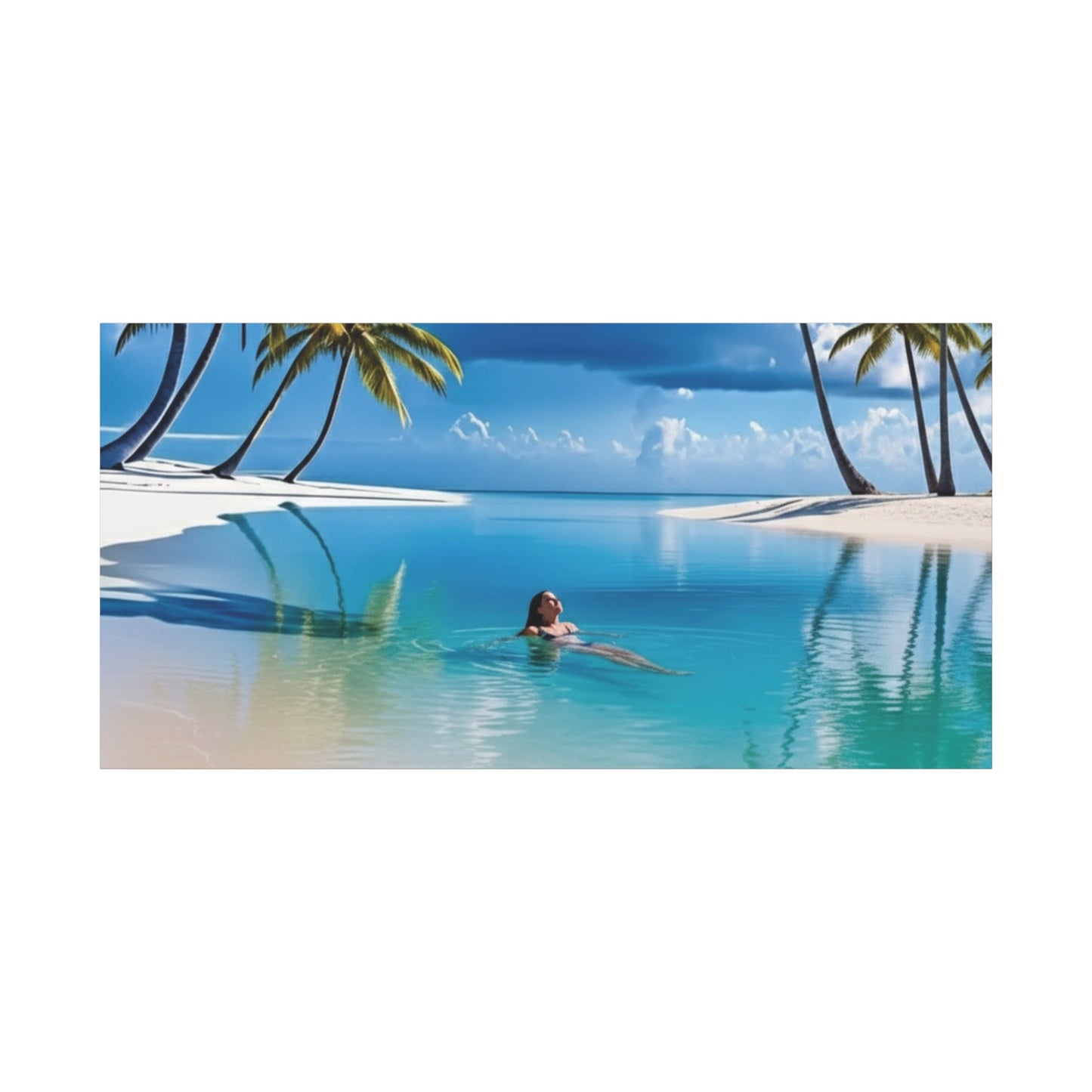 Relaxing Tropical Beach Canvas - Peaceful Palm Trees Wall Art for Bedroom & Bathroom