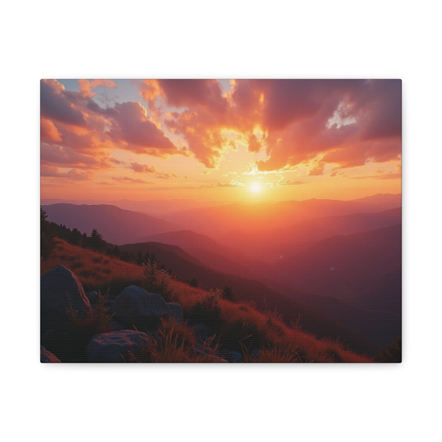 Peaceful Mountain Sunset Canvas - Calming Nature Wall Art for Living Room & Bedroom