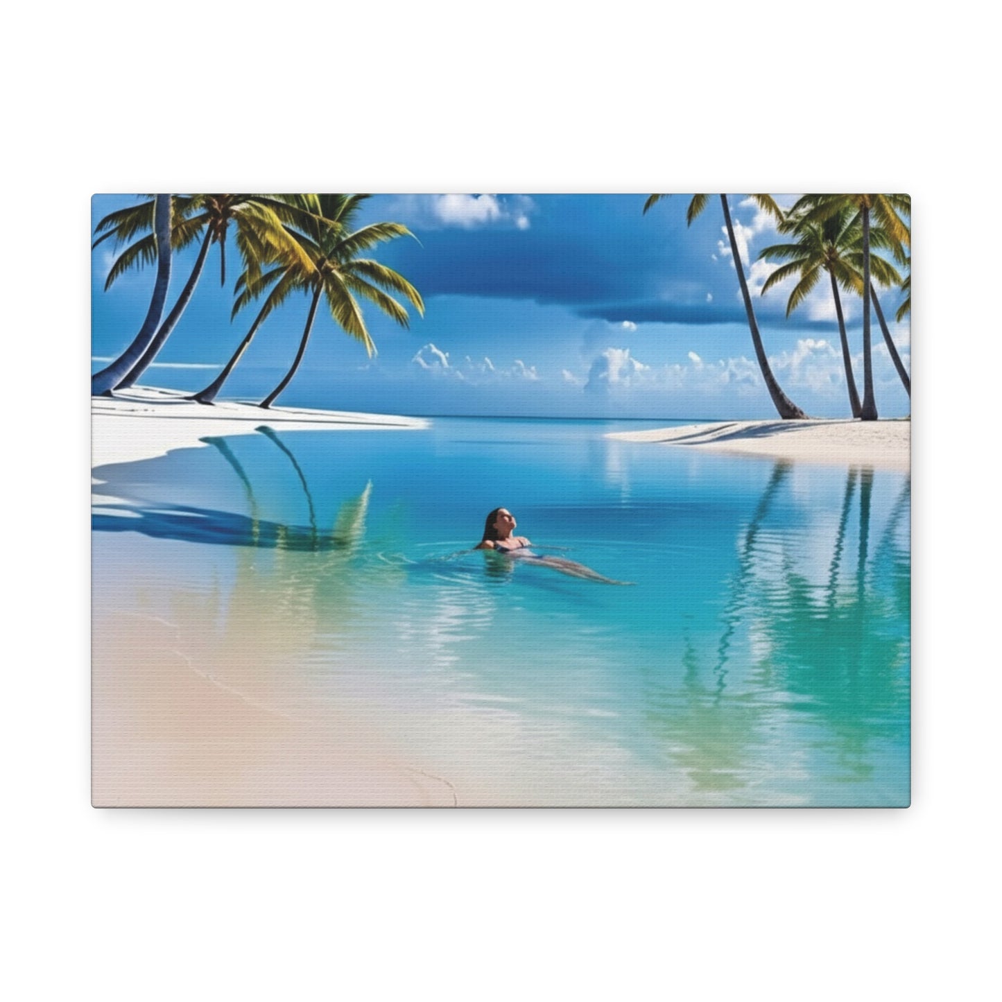Relaxing Tropical Beach Canvas - Peaceful Palm Trees Wall Art for Bedroom & Bathroom