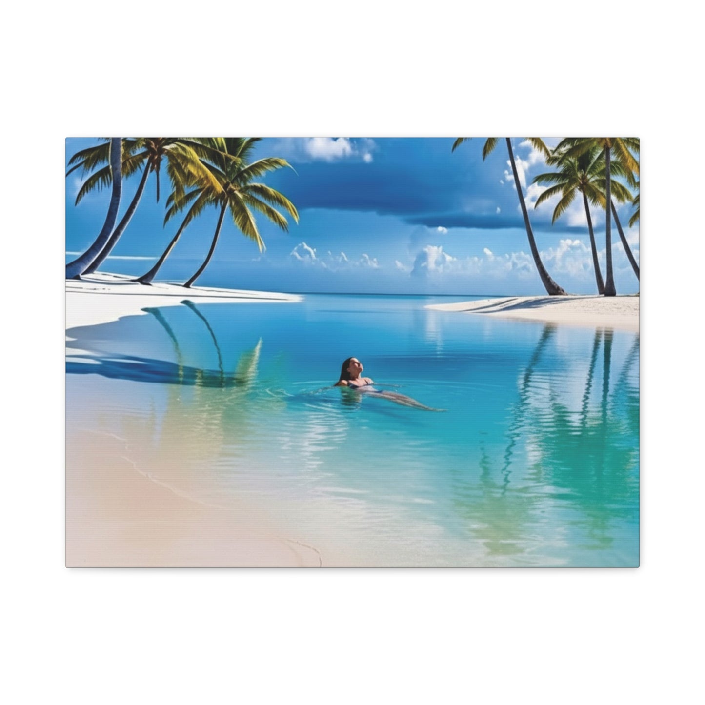 Relaxing Tropical Beach Canvas - Peaceful Palm Trees Wall Art for Bedroom & Bathroom