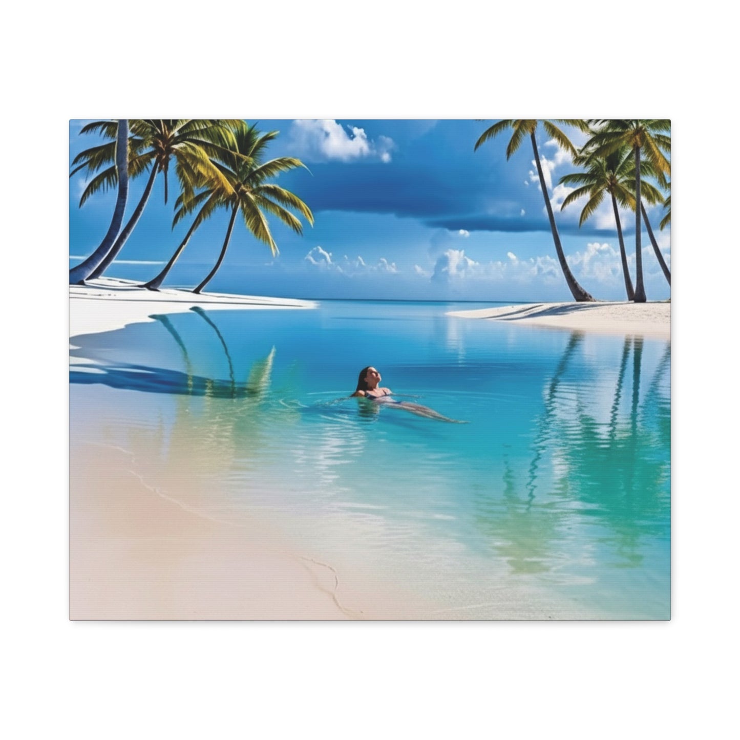 Relaxing Tropical Beach Canvas - Peaceful Palm Trees Wall Art for Bedroom & Bathroom