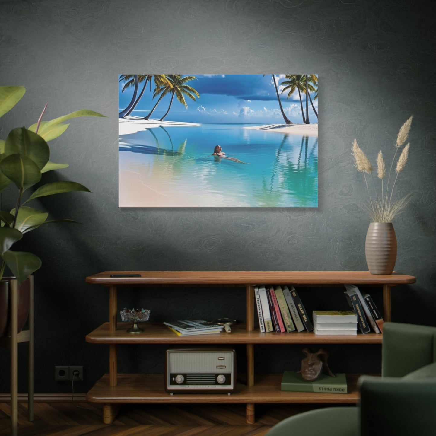 Relaxing Tropical Beach Canvas - Peaceful Palm Trees Wall Art for Bedroom & Bathroom