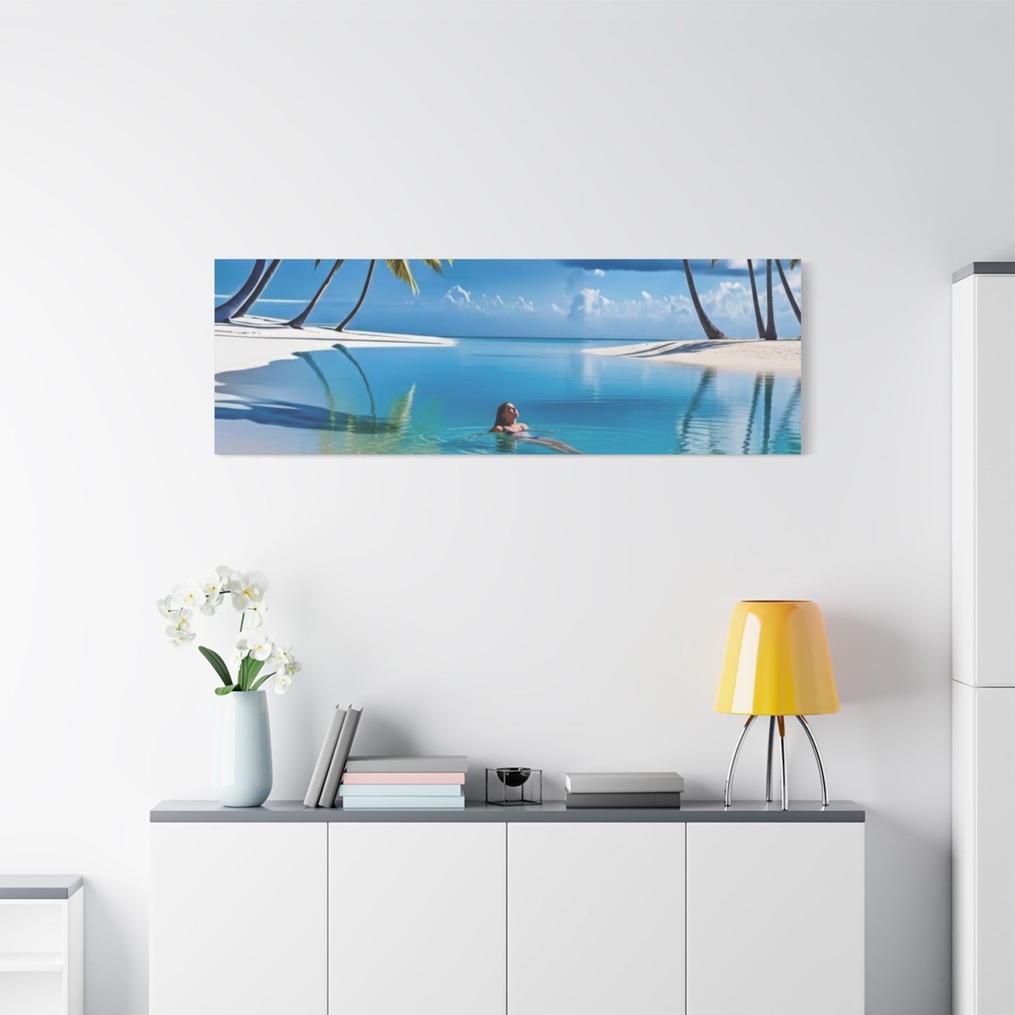 Relaxing Tropical Beach Canvas - Peaceful Palm Trees Wall Art for Bedroom & Bathroom