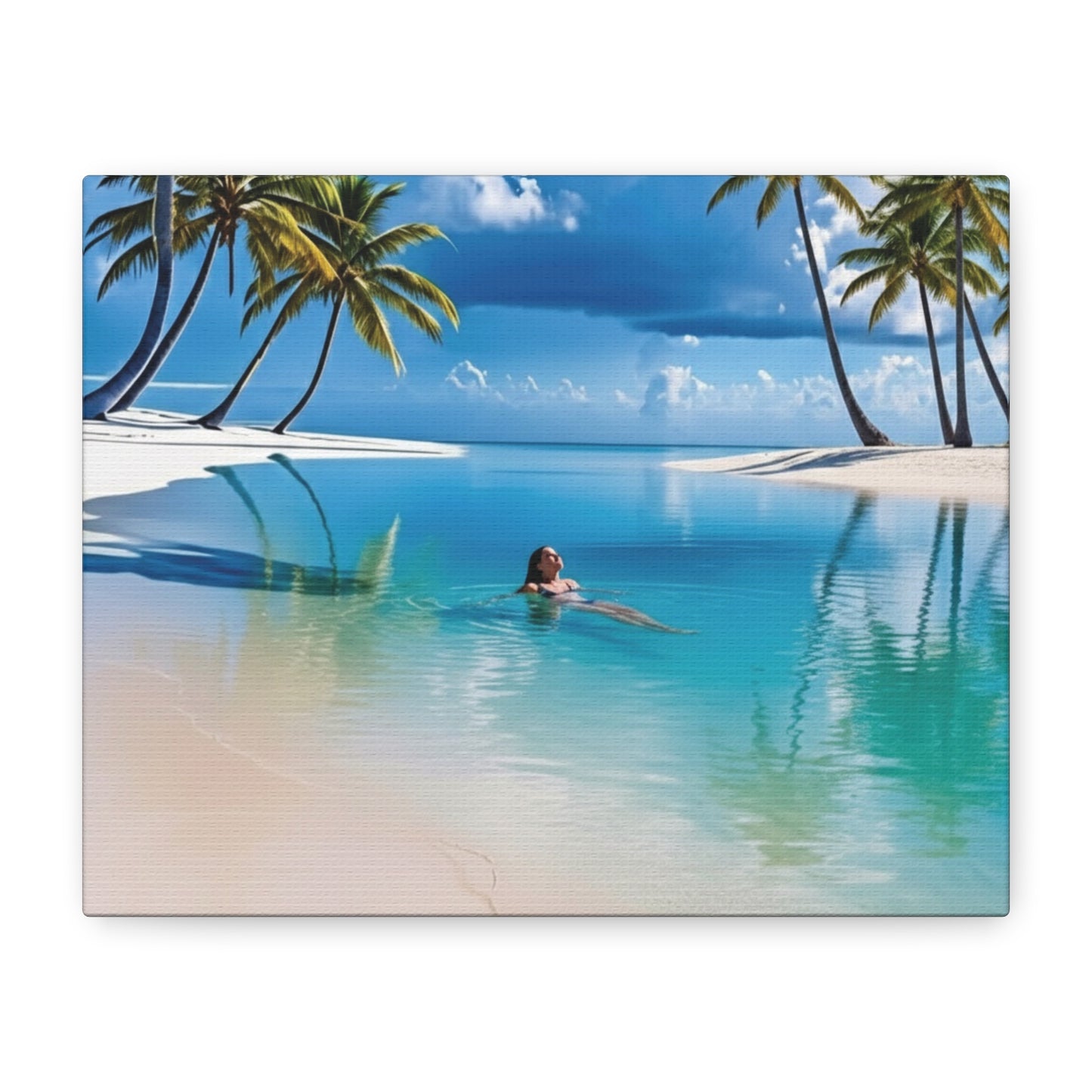 Relaxing Tropical Beach Canvas - Peaceful Palm Trees Wall Art for Bedroom & Bathroom