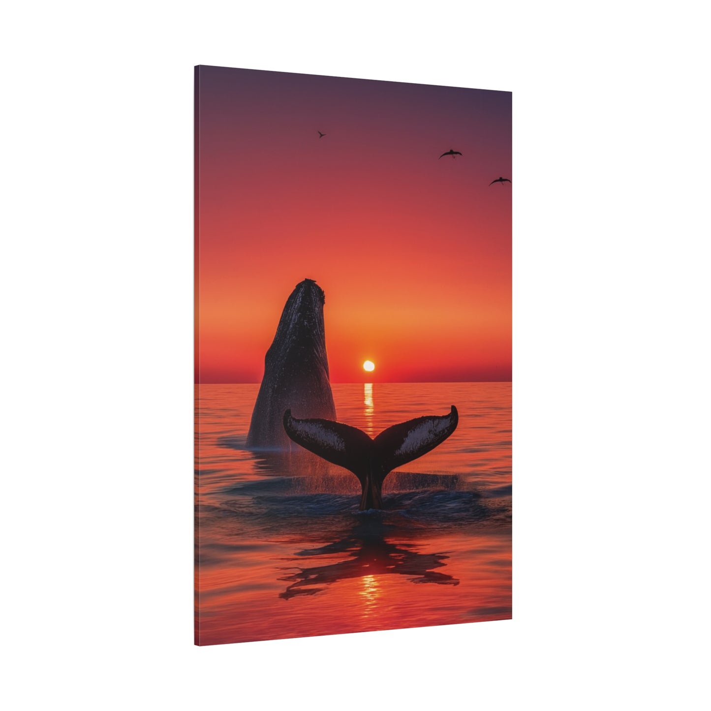 Humpback Whales Enjoying the Sunset Canvas Wall Art Print