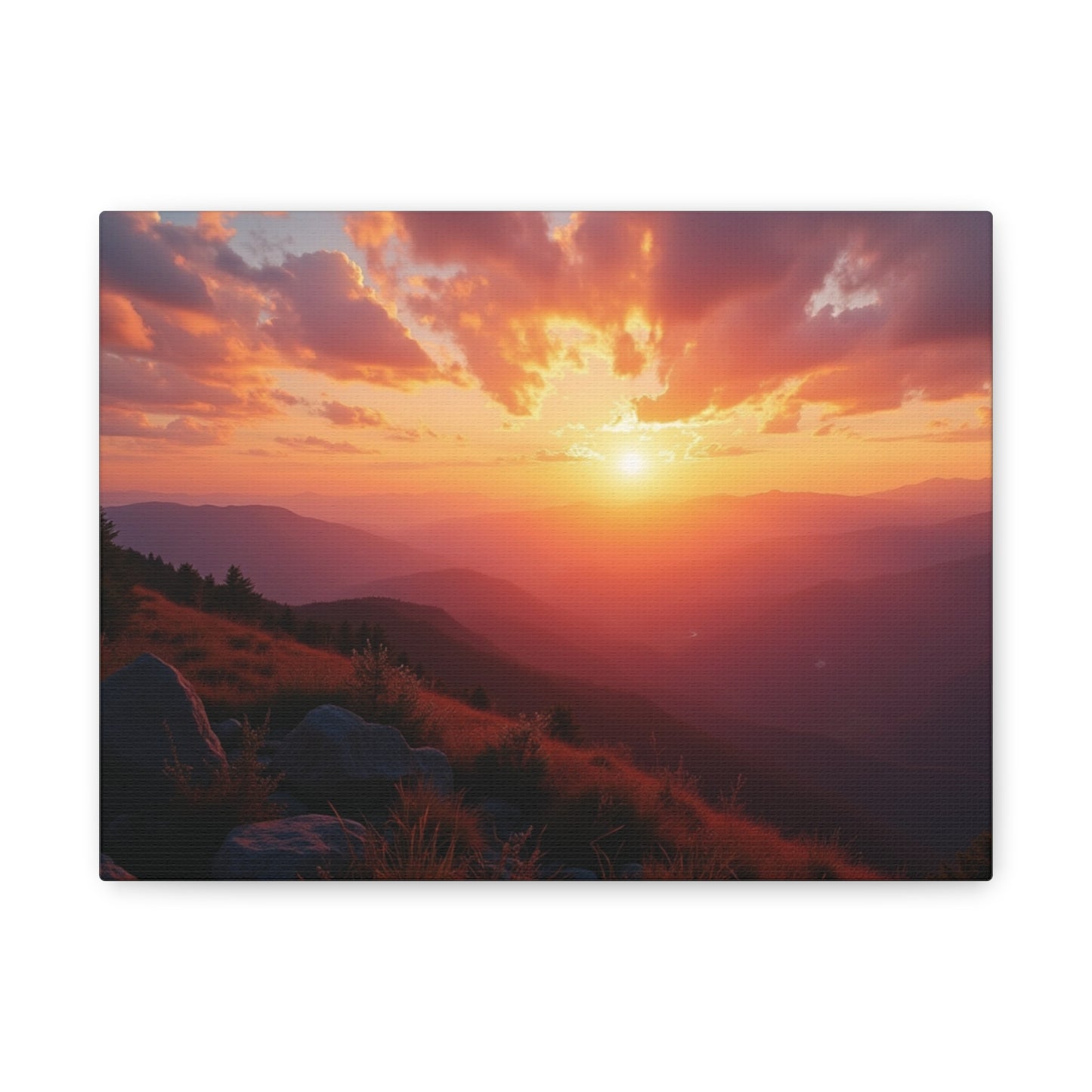 Peaceful Mountain Sunset Canvas - Calming Nature Wall Art for Living Room & Bedroom