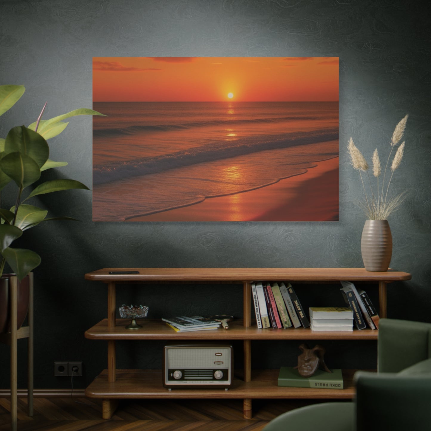Serene Golden Sunrise on the Horizon Canvas Wall art print
