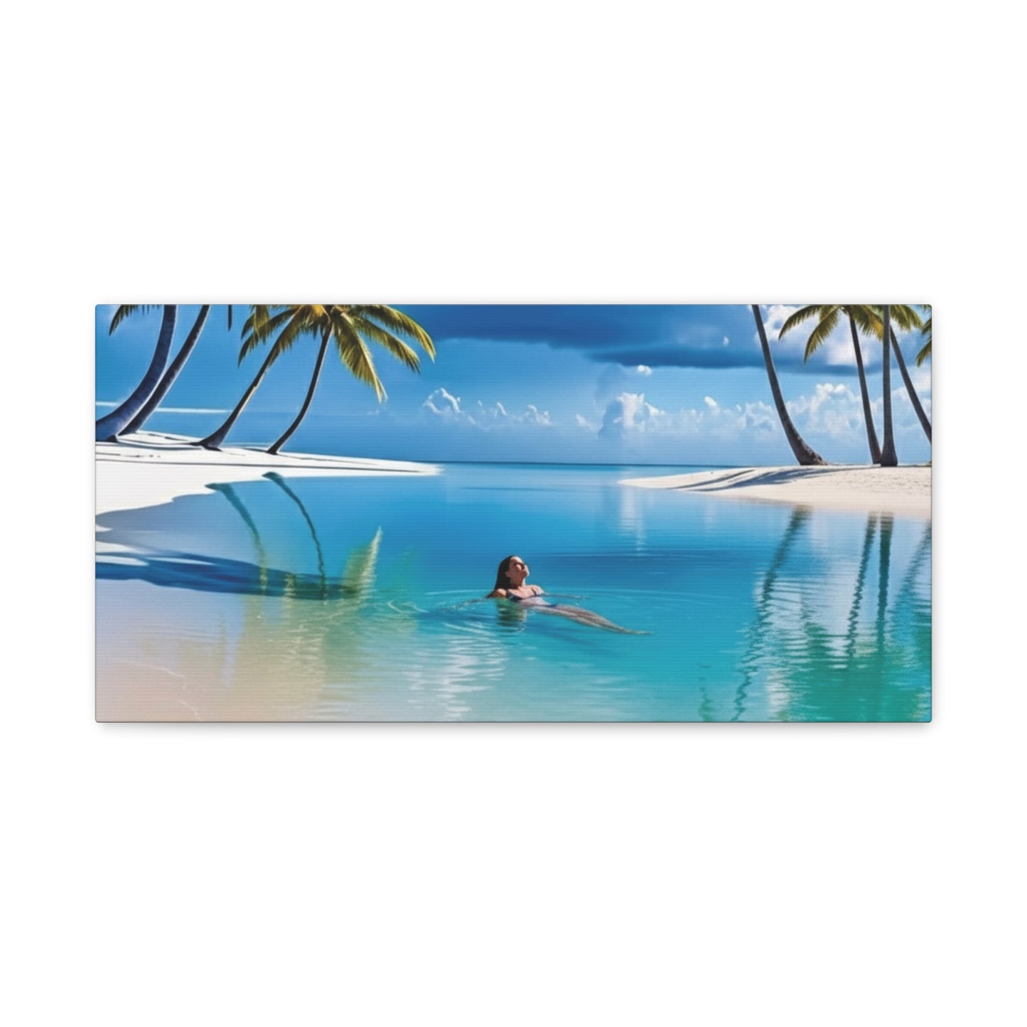 Relaxing Tropical Beach Canvas - Peaceful Palm Trees Wall Art for Bedroom & Bathroom