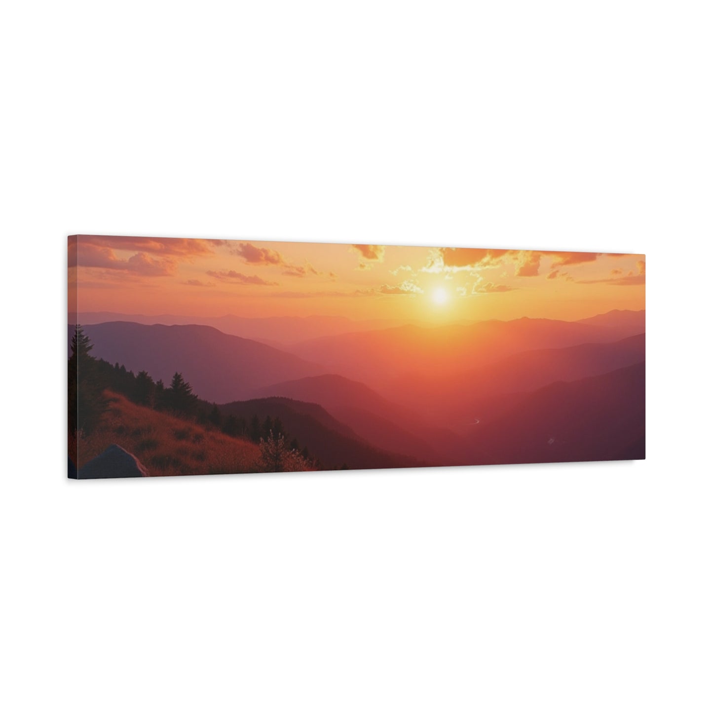 Peaceful Mountain Sunset Canvas - Calming Nature Wall Art for Living Room & Bedroom