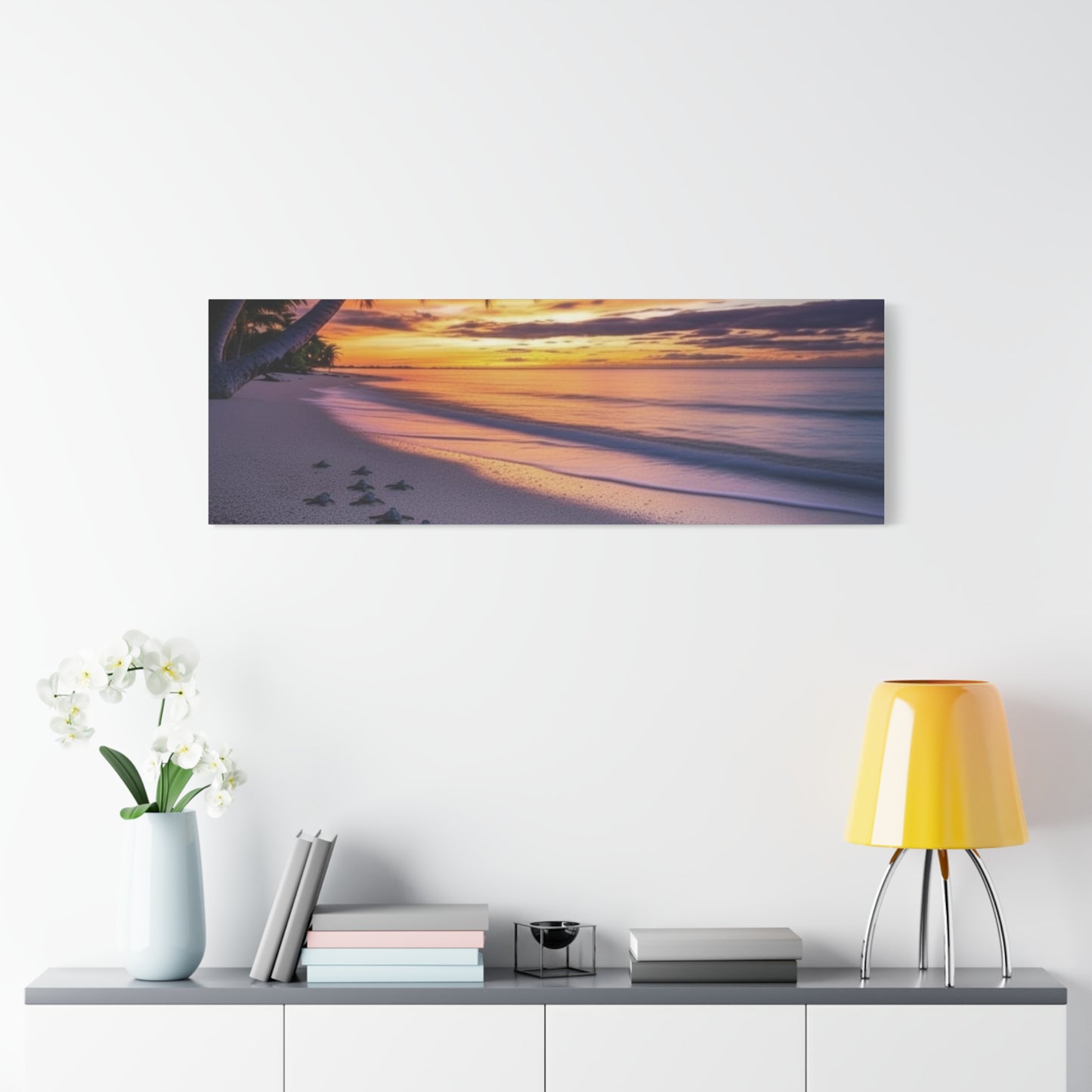 Sunset baby Turtles Canvas wall art - Nursery Beach Ocean