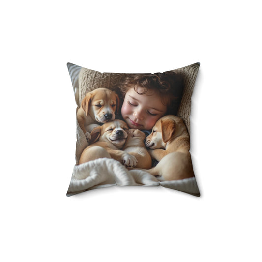 Cute Pet-Parent Faux Suede Pillow | Cozy Home Decor, Dog Lover Gift, Kids Room Accent, Puppy Snuggle Decor, Pet-Themed Cushion