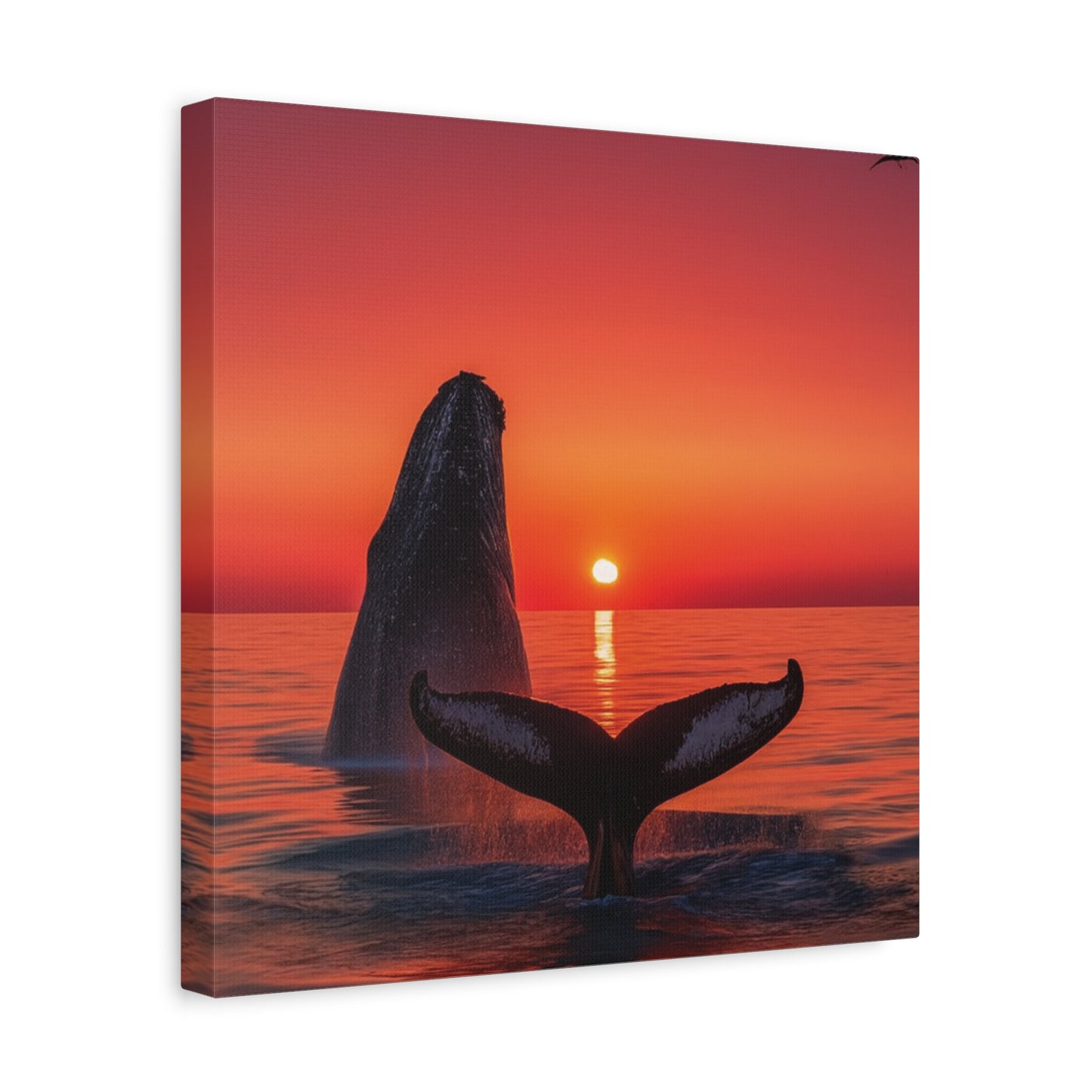Humpback Whales Enjoying the Sunset Canvas Wall Art Print