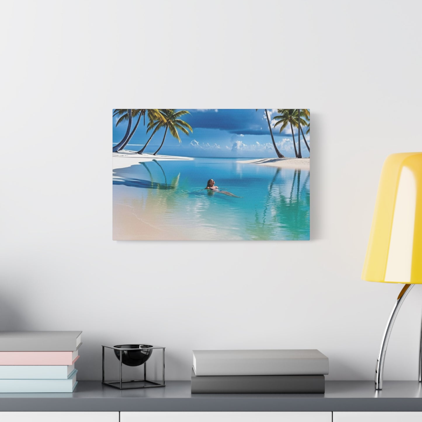 Relaxing Tropical Beach Canvas - Peaceful Palm Trees Wall Art for Bedroom & Bathroom