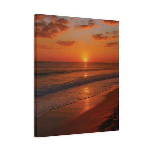 Serene Golden Sunrise on the Horizon Canvas Wall art print