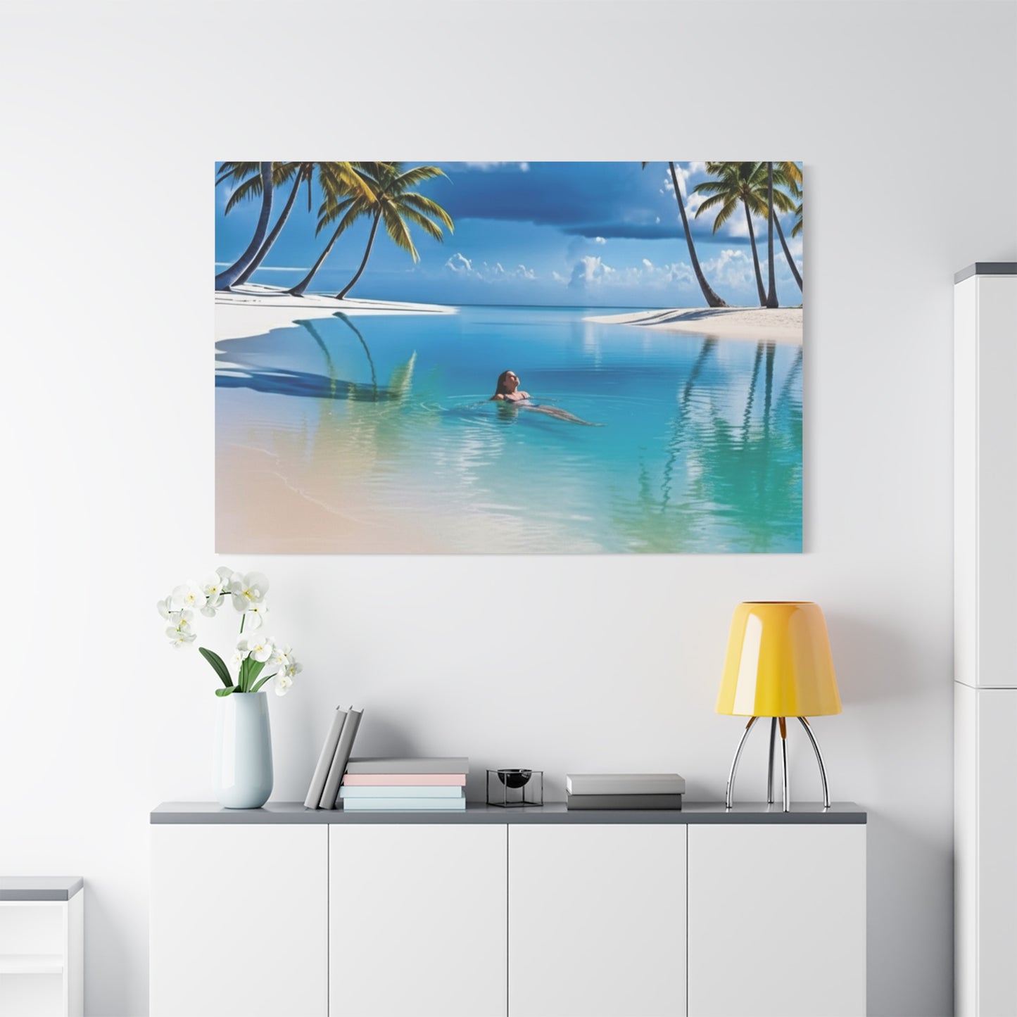 Relaxing Tropical Beach Canvas - Peaceful Palm Trees Wall Art for Bedroom & Bathroom