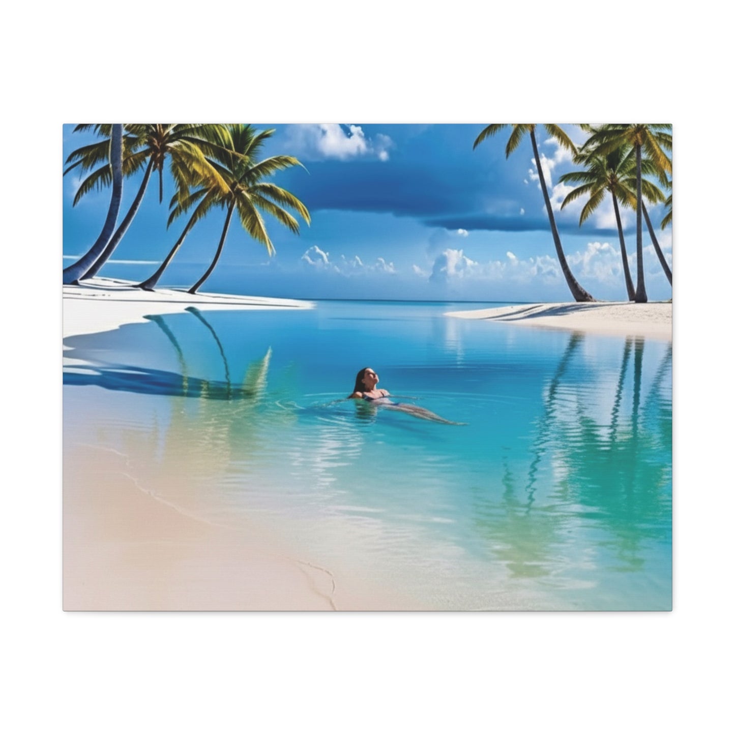 Relaxing Tropical Beach Canvas - Peaceful Palm Trees Wall Art for Bedroom & Bathroom