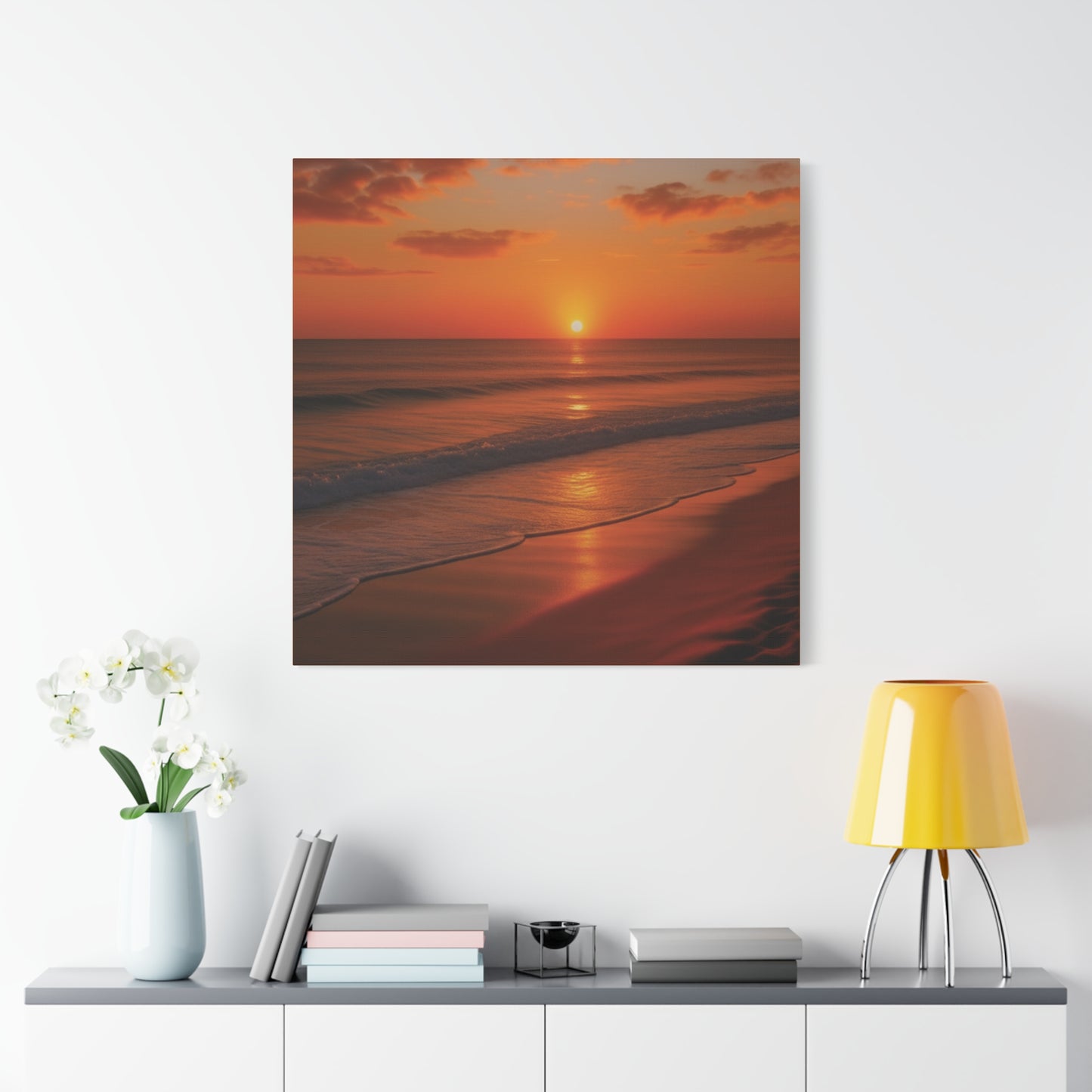 Serene Golden Sunrise on the Horizon Canvas Wall art print