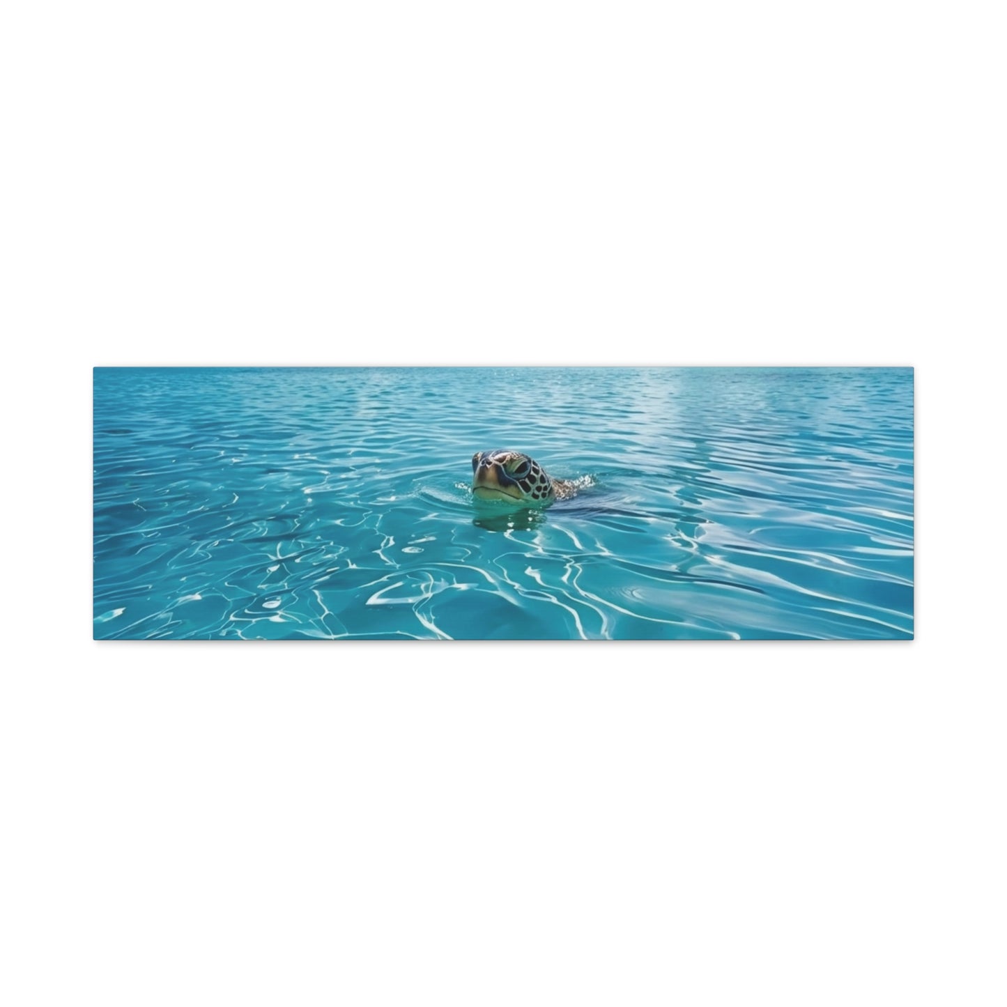 Blue crystal Sea with Turtle Canvas Wall Art - Matte Stretched
