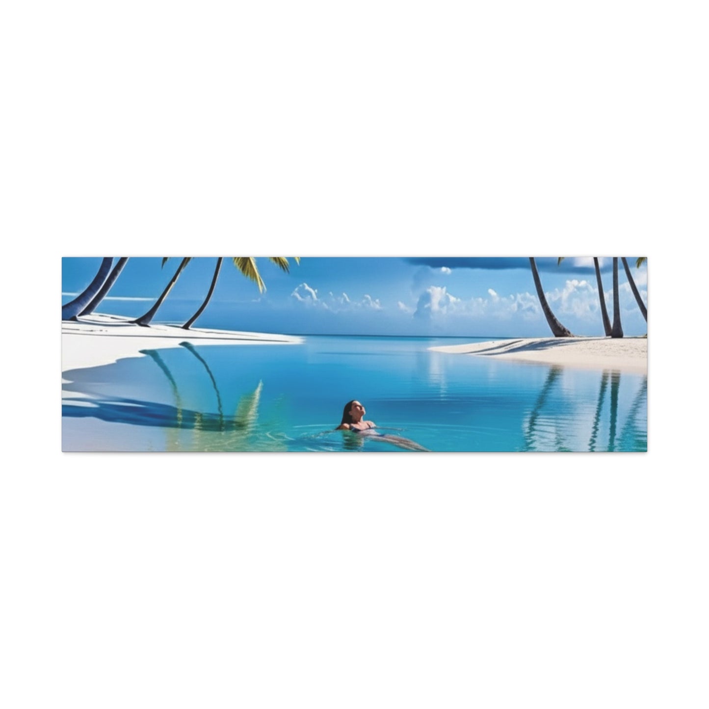 Relaxing Tropical Beach Canvas - Peaceful Palm Trees Wall Art for Bedroom & Bathroom