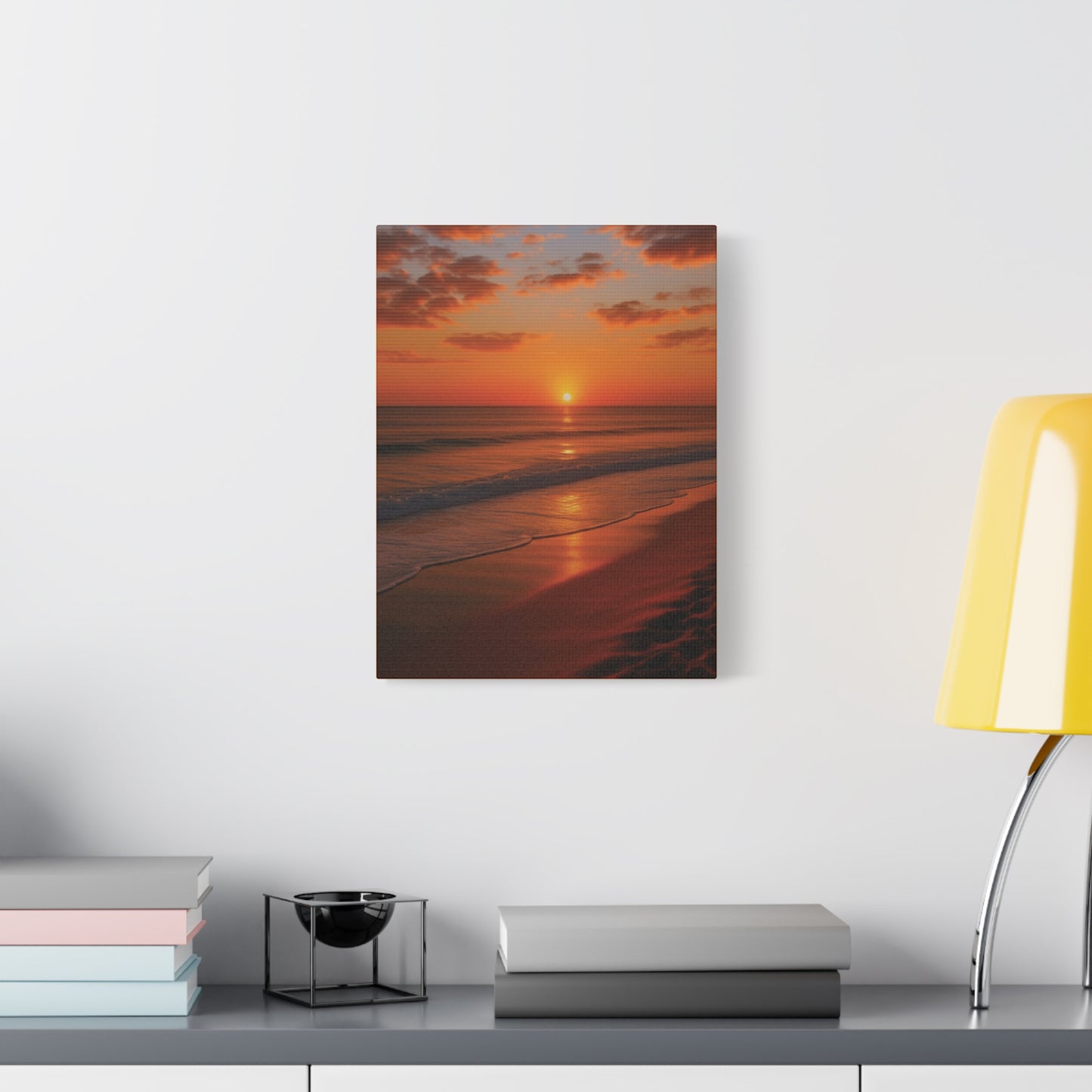 Serene Golden Sunrise on the Horizon Canvas Wall art print