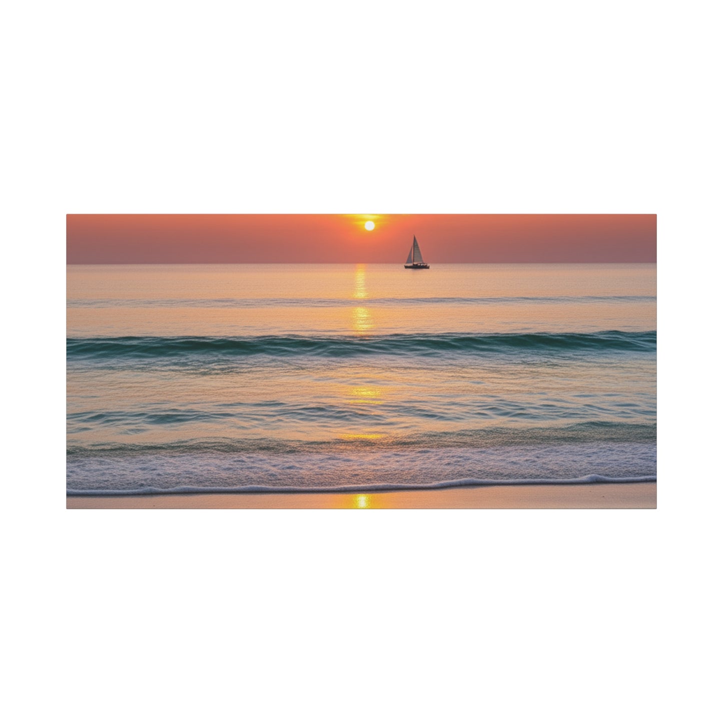 Peaceful Beach Sunset Canvas - Calming Footprints &amp; Seashells Wall Art for Bedroom