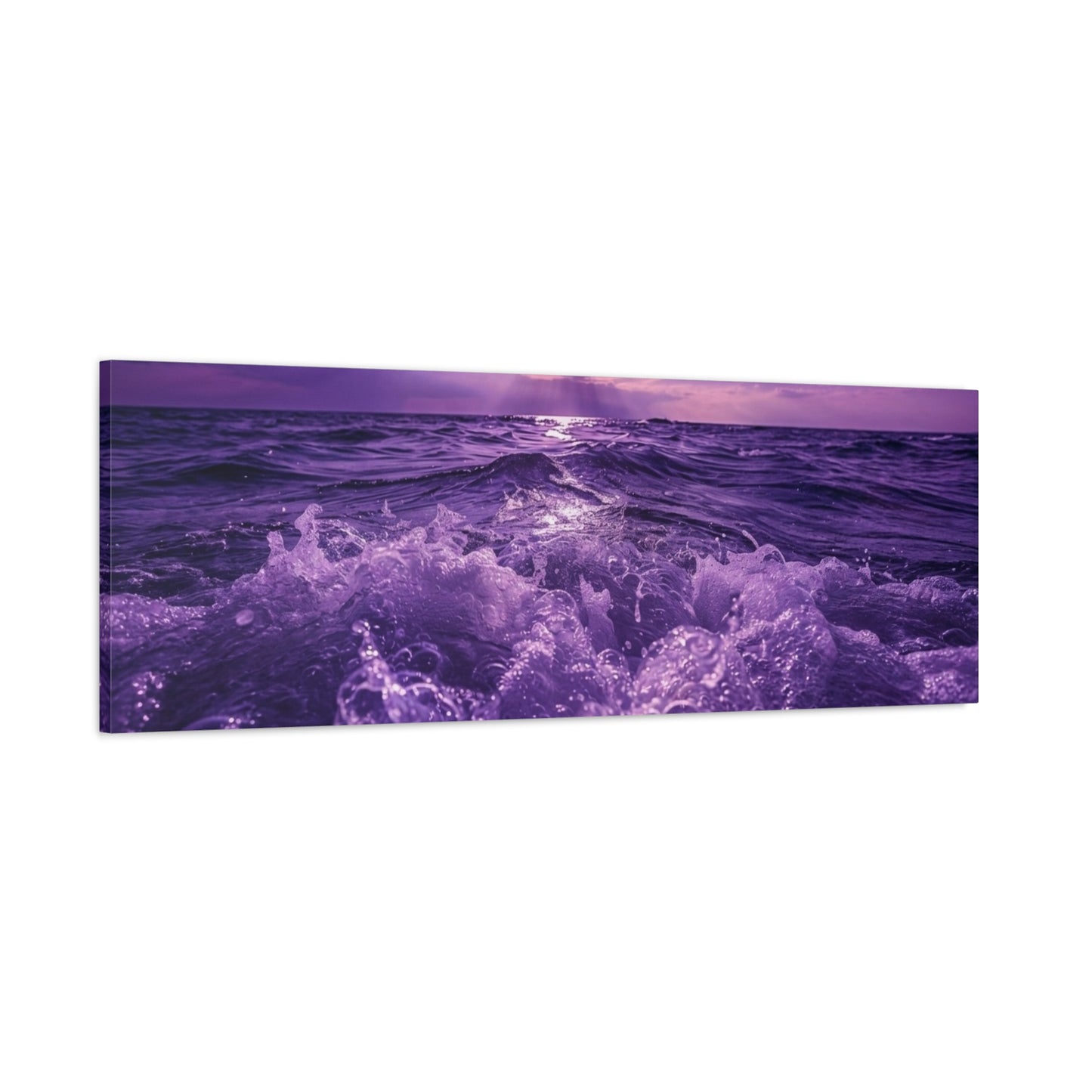 Romantic Purple Ocean Sunrise Matte Canvas Wall Art — Stretched 1.25"