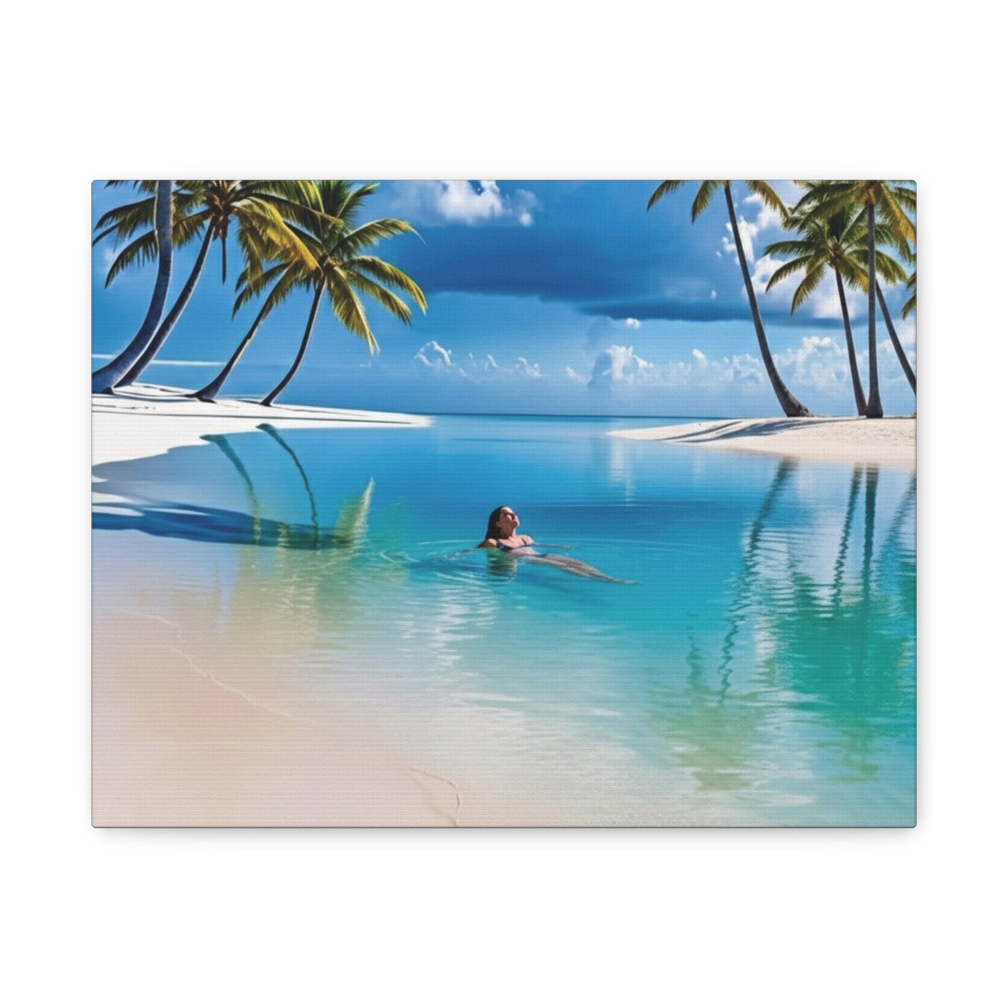 Relaxing Tropical Beach Canvas - Peaceful Palm Trees Wall Art for Bedroom & Bathroom