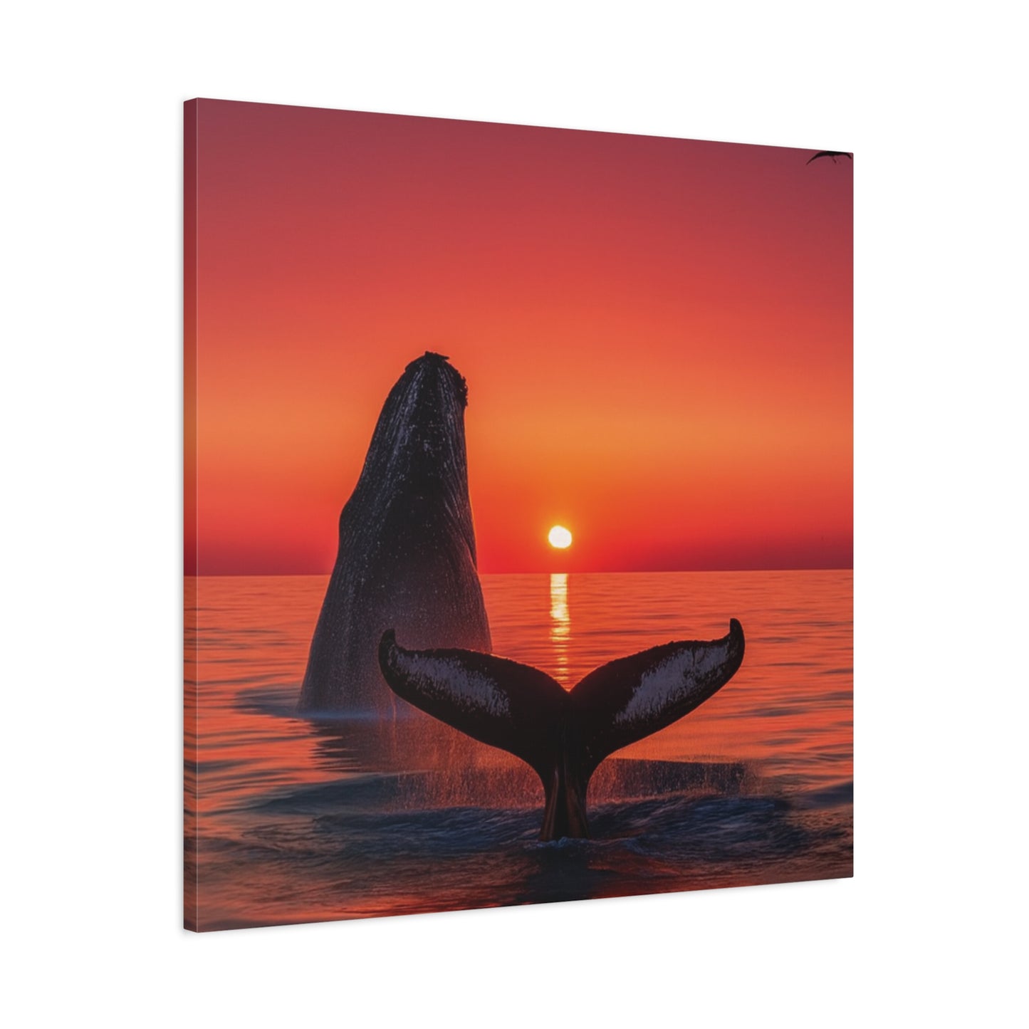 Humpback Whales Enjoying the Sunset Canvas Wall Art Print