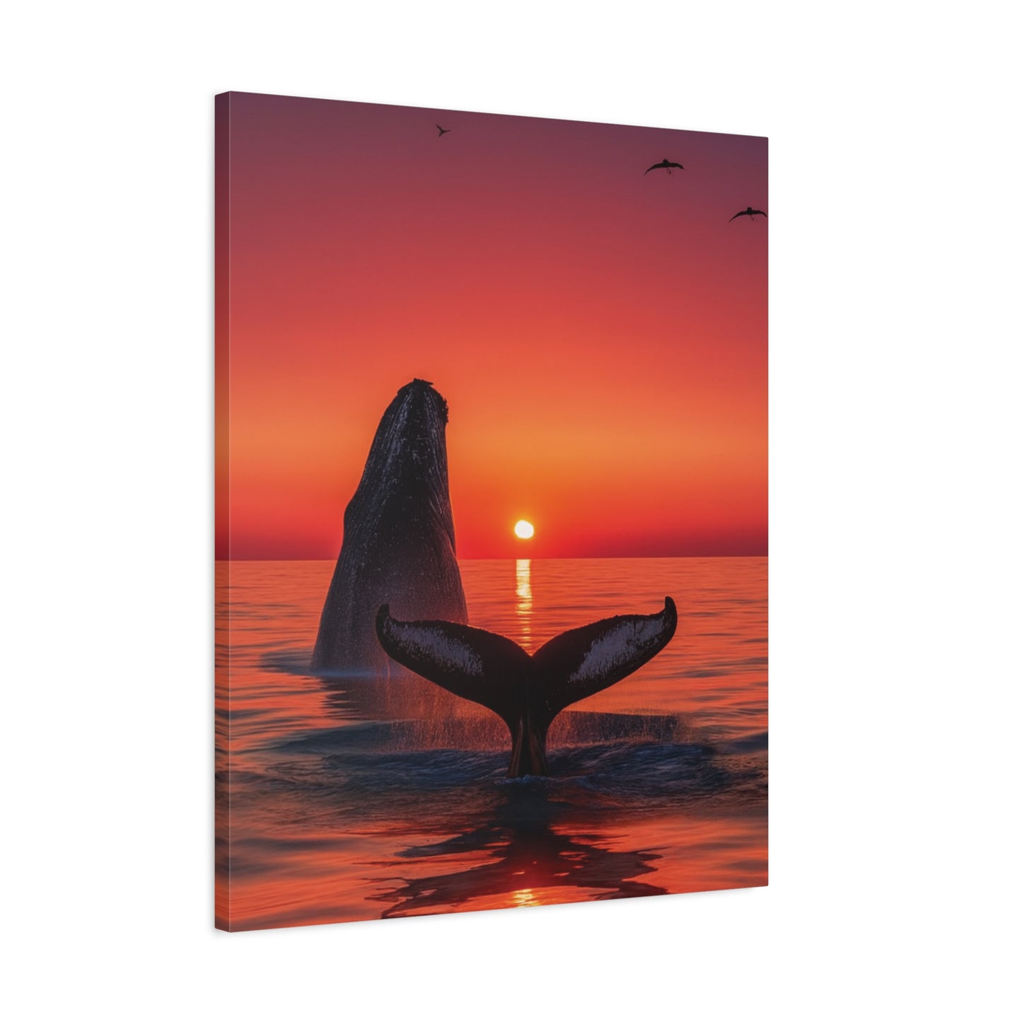 Humpback Whales Enjoying the Sunset Canvas Wall Art Print