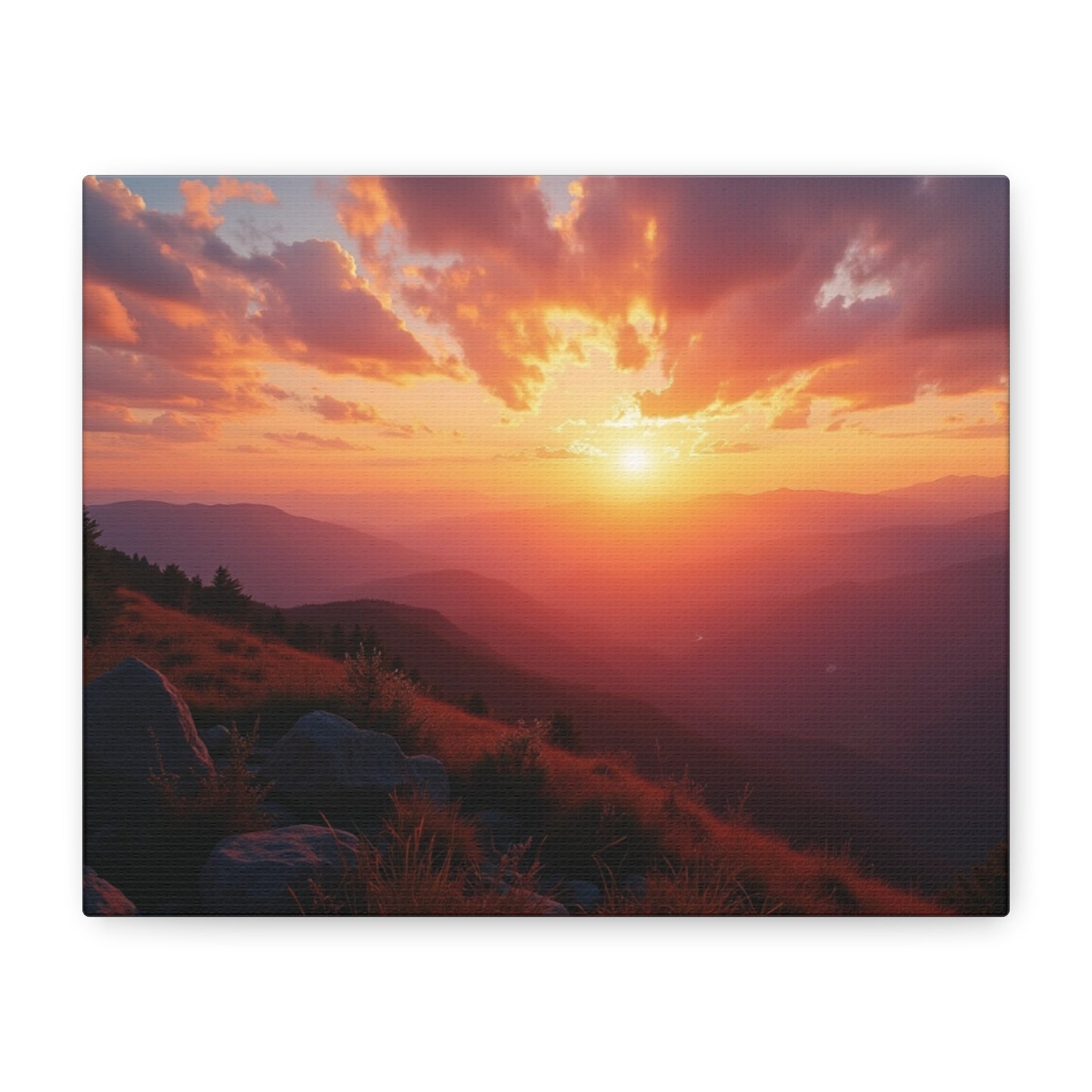 Peaceful Mountain Sunset Canvas - Calming Nature Wall Art for Living Room & Bedroom
