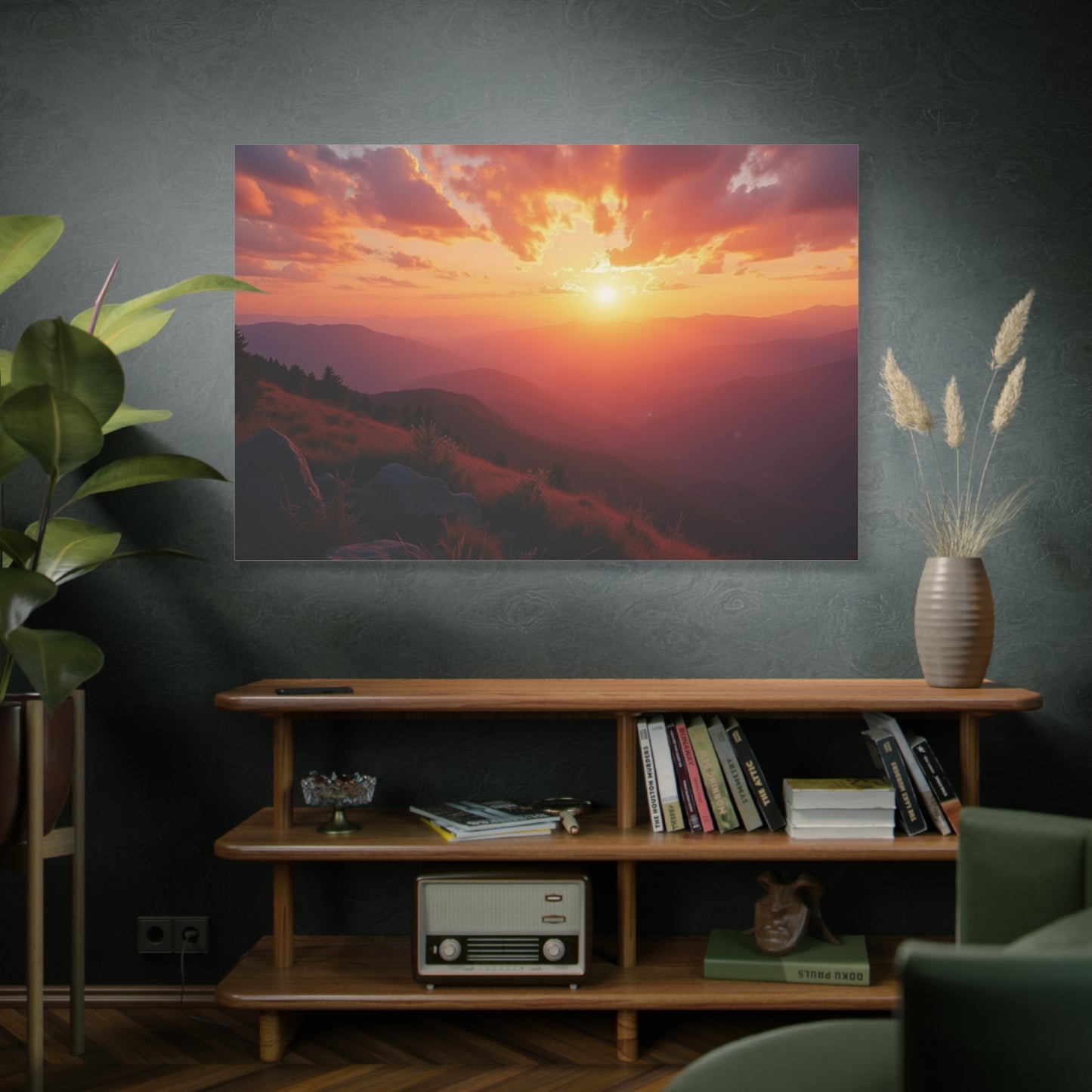 Peaceful Mountain Sunset Canvas - Calming Nature Wall Art for Living Room & Bedroom