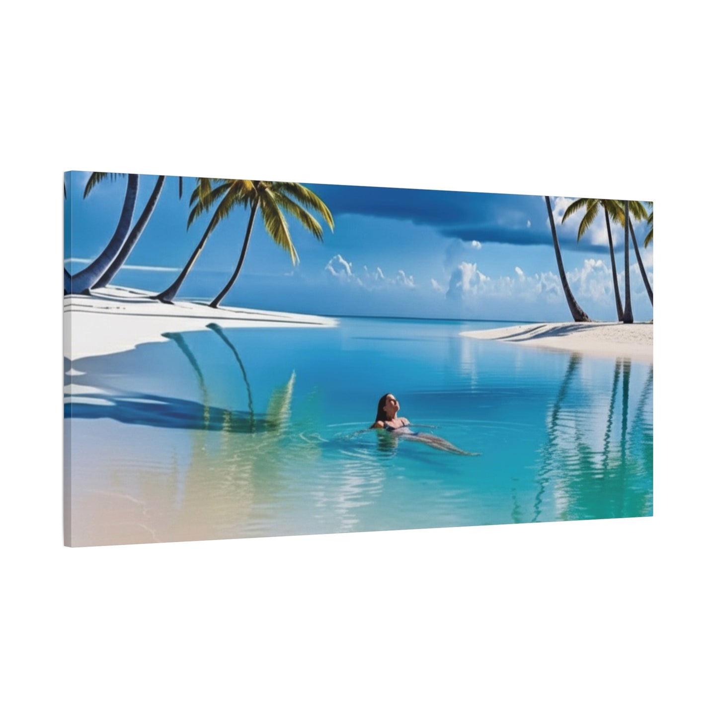 Relaxing Tropical Beach Canvas - Peaceful Palm Trees Wall Art for Bedroom & Bathroom