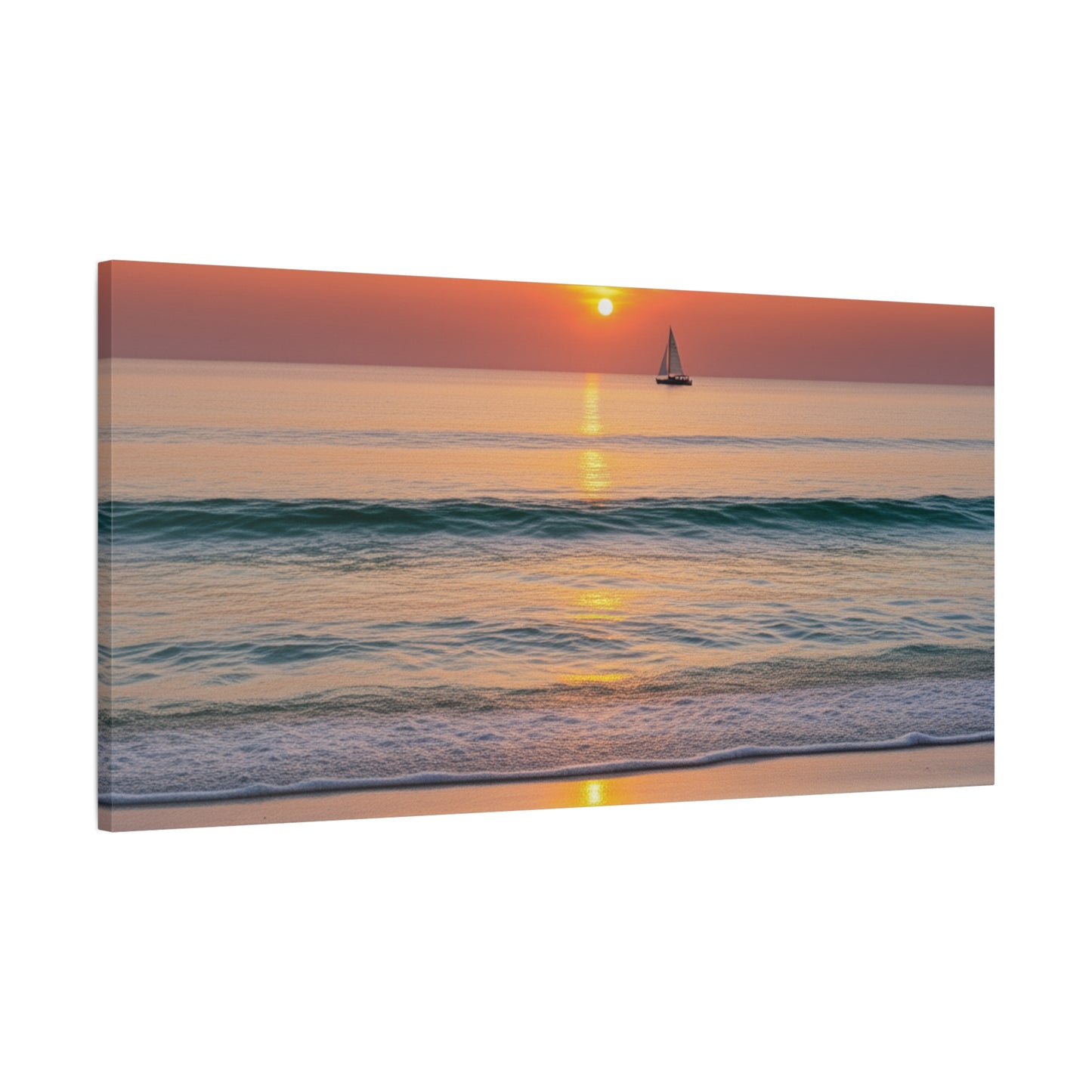 Peaceful Beach Sunset Canvas - Calming Footprints &amp; Seashells Wall Art for Bedroom