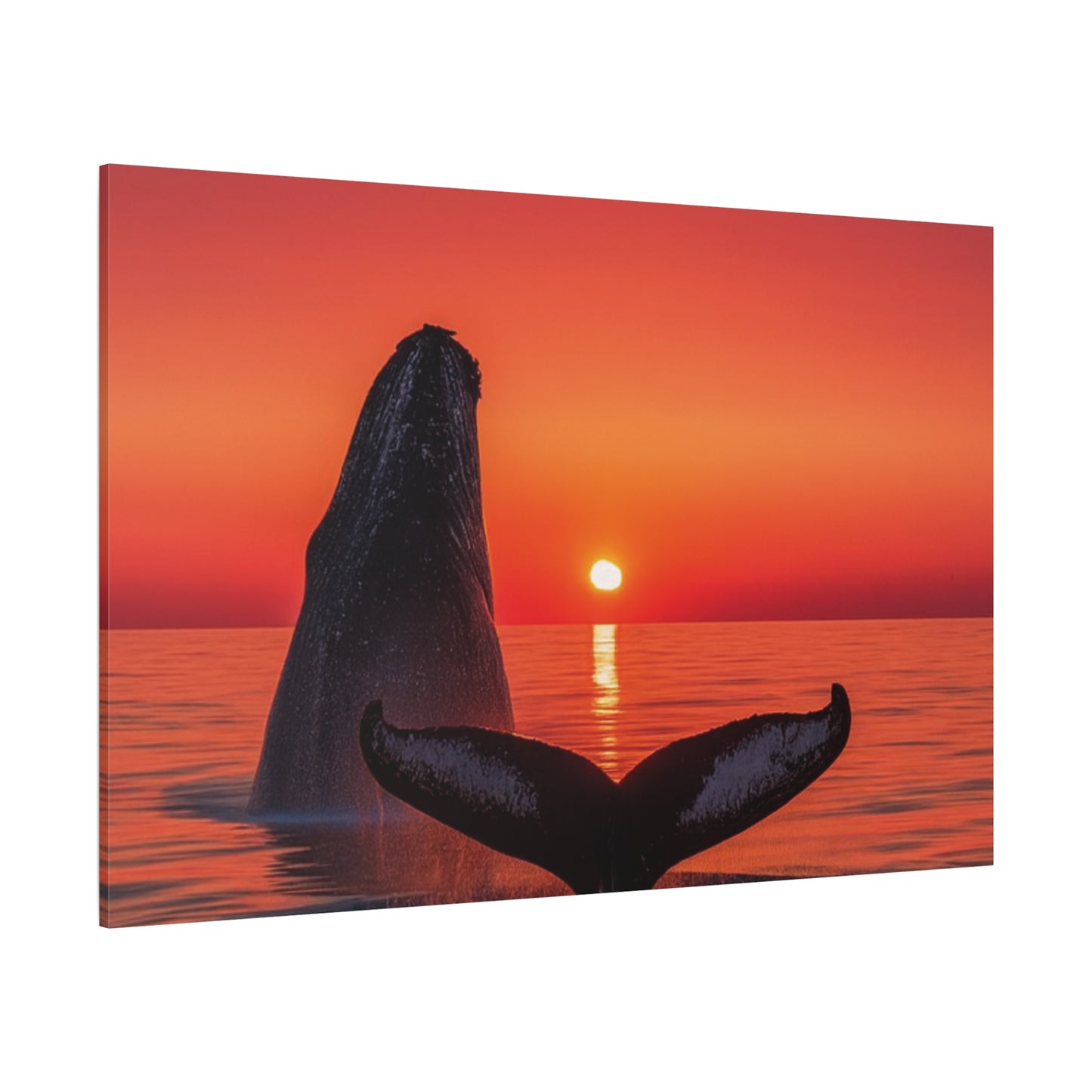 Humpback Whales Enjoying the Sunset Canvas Wall Art Print
