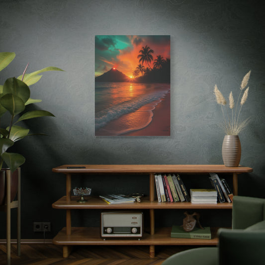 Dramatic Volcano Sunrise Canvas - Peaceful Nature Wall Art for Living Room & Office