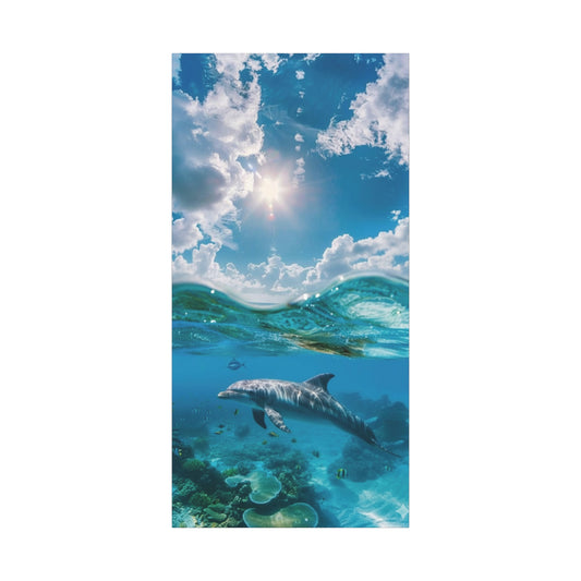 Underwater Dolphin at play Canvas Wall Art - Matte Stretched