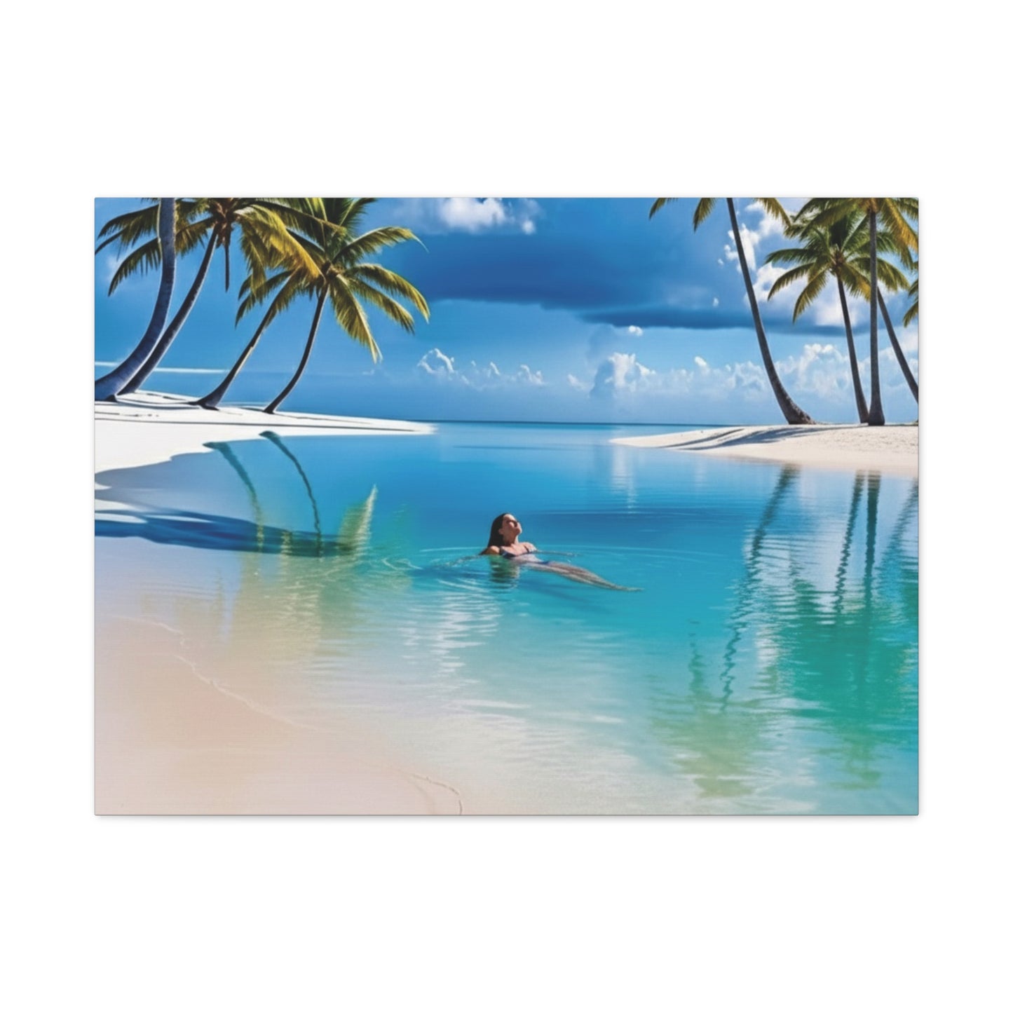 Relaxing Tropical Beach Canvas - Peaceful Palm Trees Wall Art for Bedroom & Bathroom