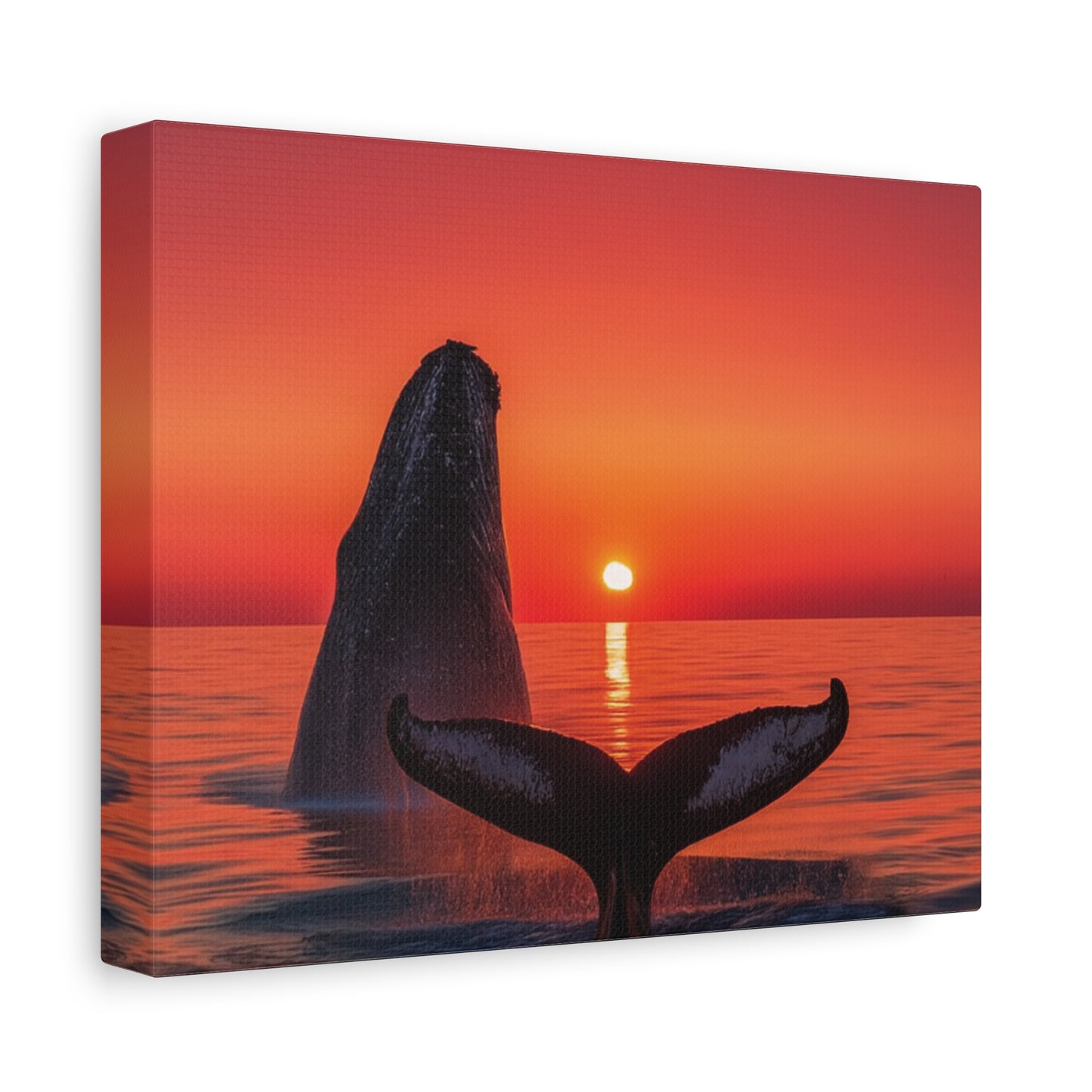 Humpback Whales Enjoying the Sunset Canvas Wall Art Print