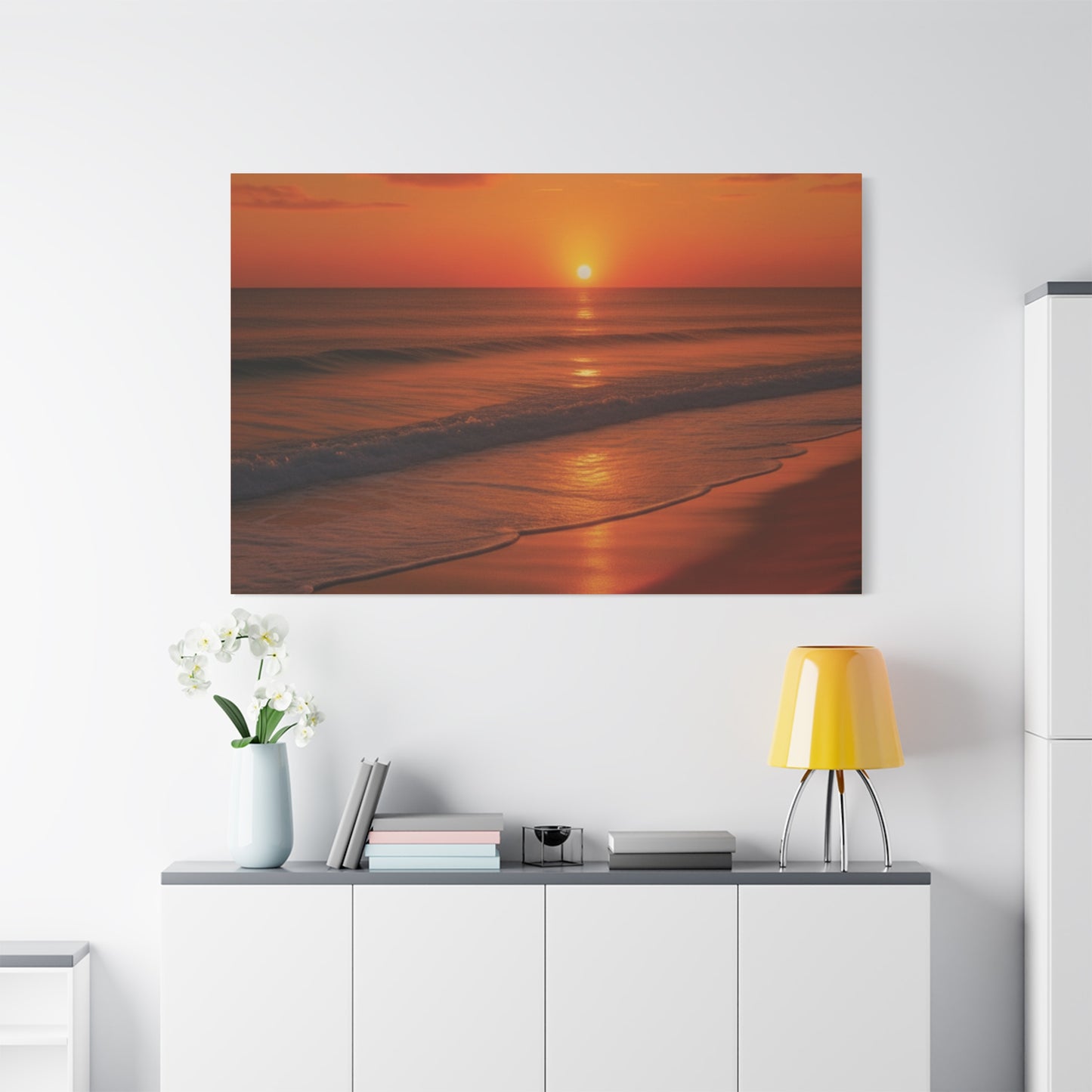 Serene Golden Sunrise on the Horizon Canvas Wall art print