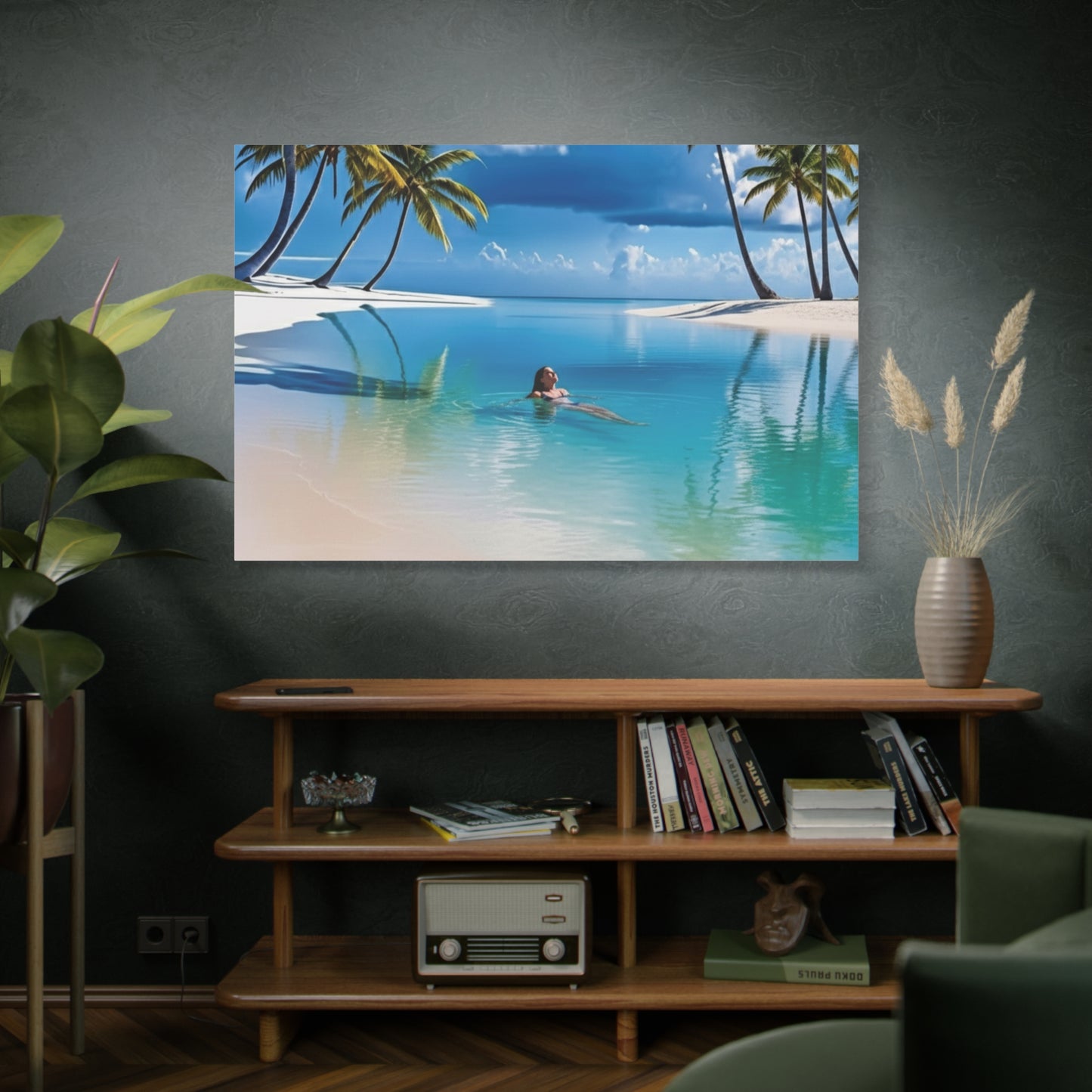 Relaxing Tropical Beach Canvas - Peaceful Palm Trees Wall Art for Bedroom & Bathroom