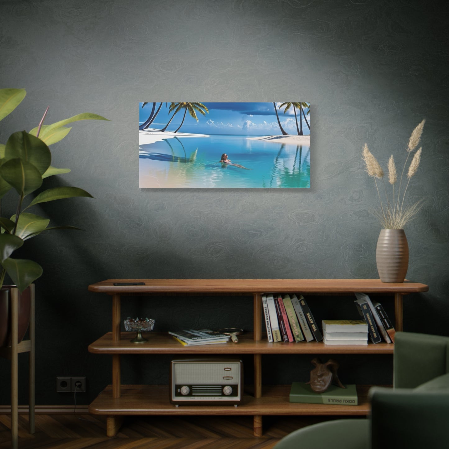 Relaxing Tropical Beach Canvas - Peaceful Palm Trees Wall Art for Bedroom & Bathroom