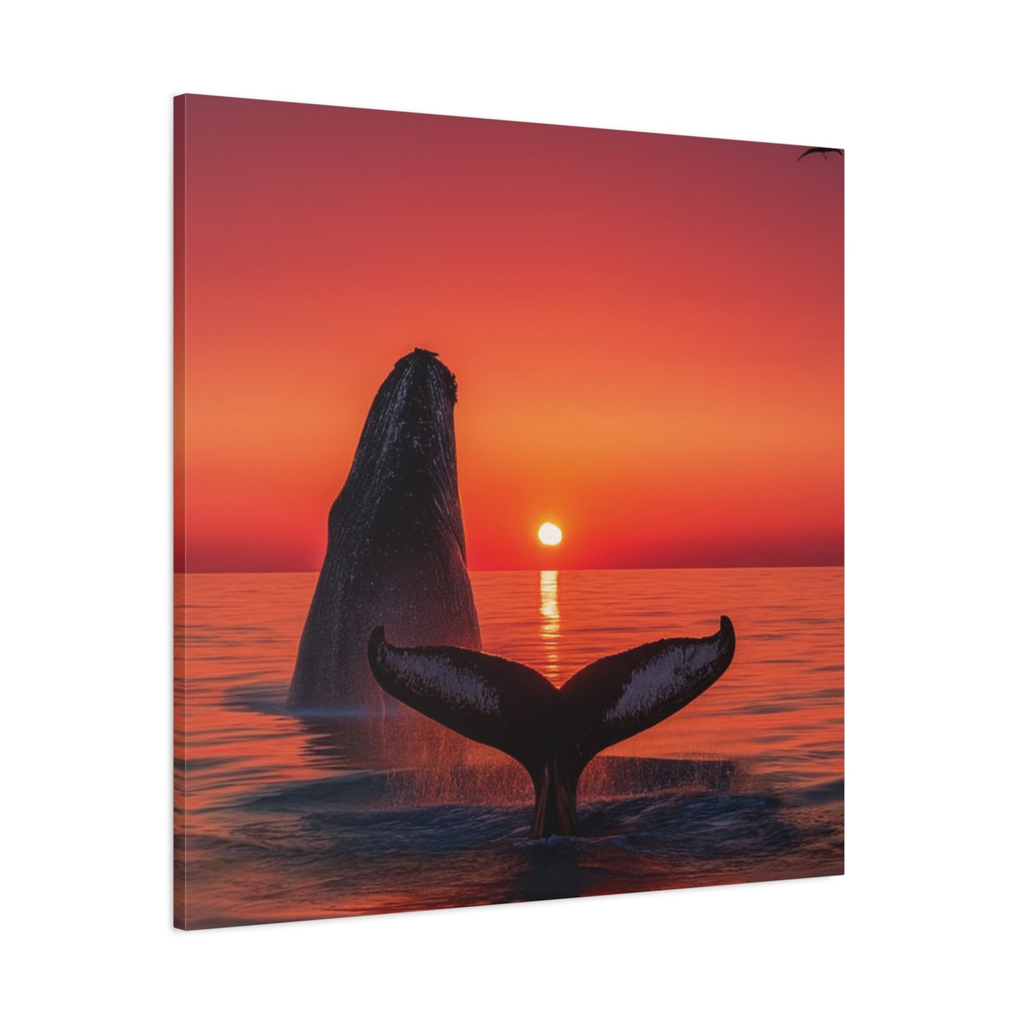 Humpback Whales Enjoying the Sunset Canvas Wall Art Print