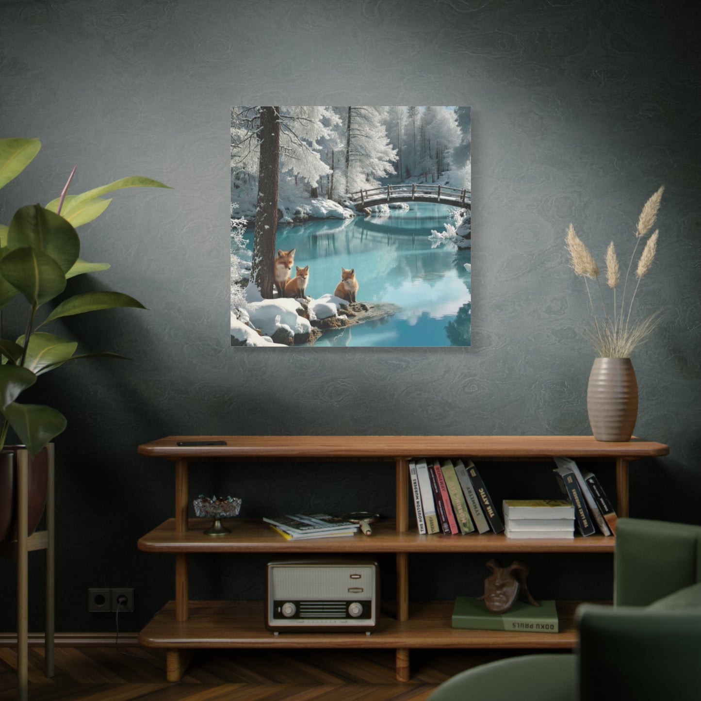 Peaceful Winter Fox Canvas - Calming Snowy Forest Wall Art for Living Room, Nursery