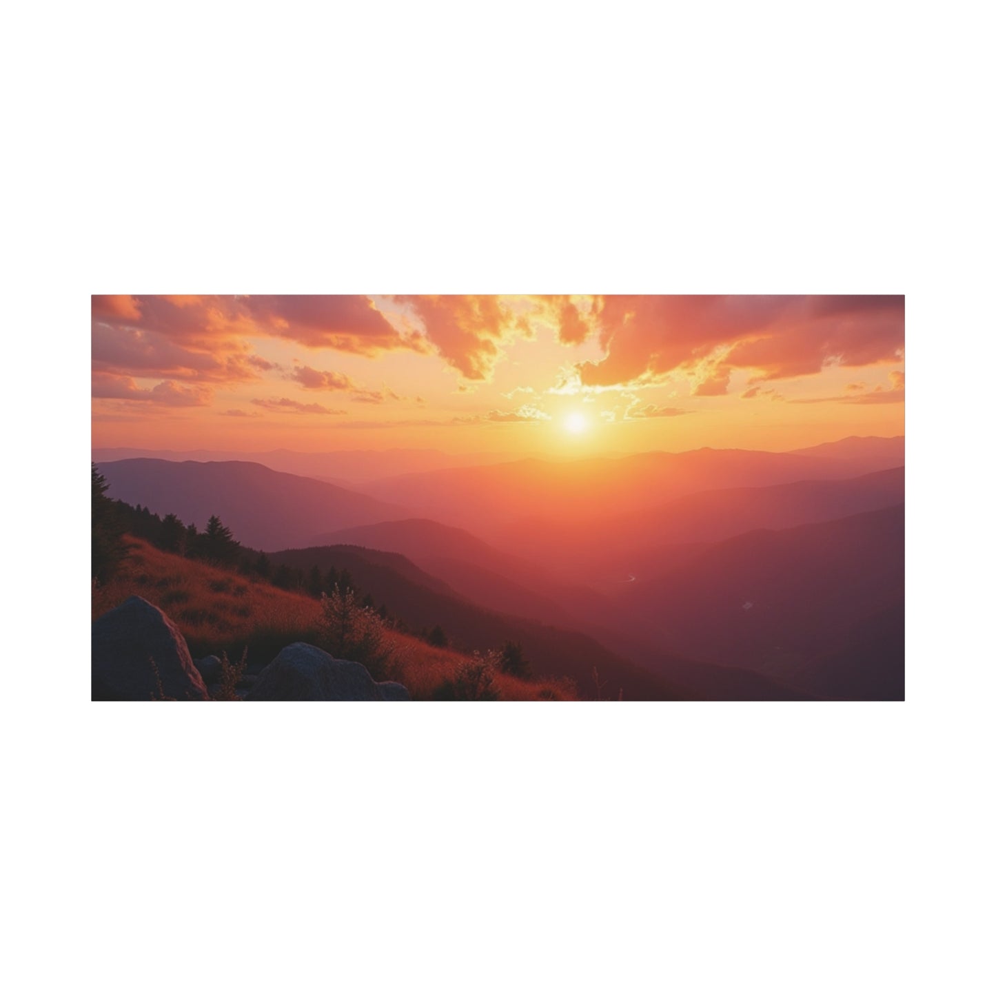Peaceful Mountain Sunset Canvas - Calming Nature Wall Art for Living Room & Bedroom